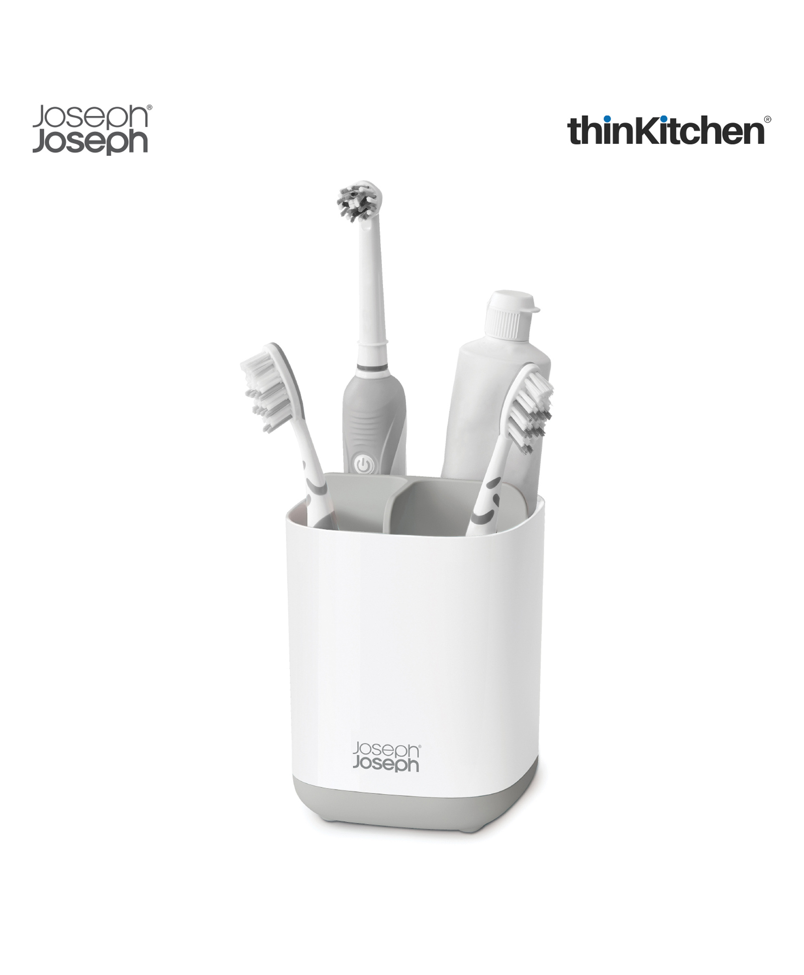 Joseph Joseph Easystore Premium Plastic Large Toothbrush Holder, Grey Organised Bathroom Storage-image-23