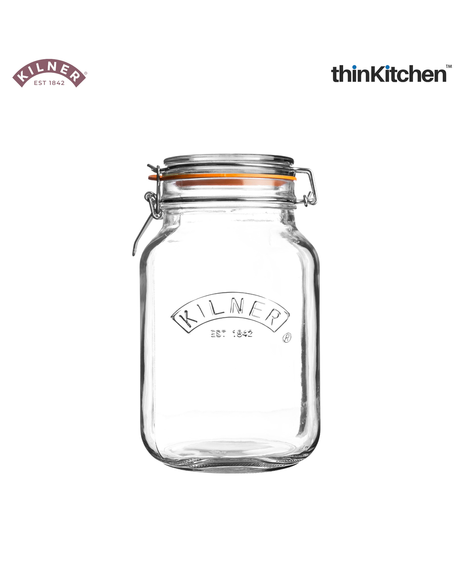 Kilner Square Clip Top Jar 2 Litre | Premium Glass Food Storage & Preserving Jar-picture-12