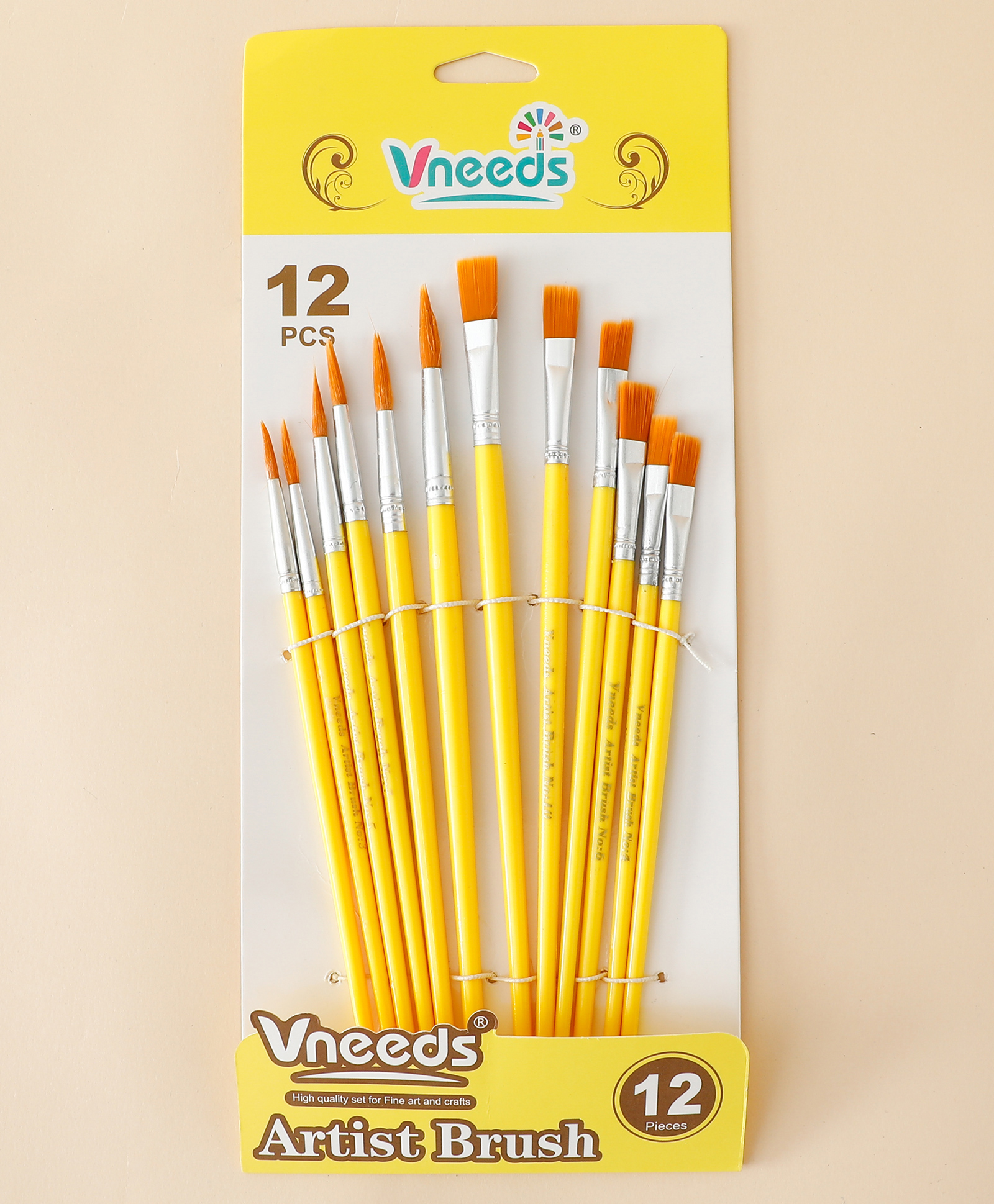 fab n funky 12 Pcs Artist Brush Set - Yellow| Soft Bristle Painting Brushes for School Projects| Art & Craft | Assorted Sizes for Watercolor, Poster & Acrylic Colors-picture-25
