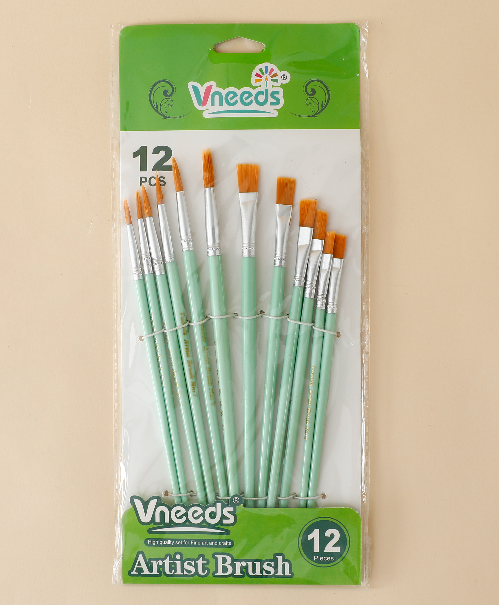 12 Pcs Artist Brush Set - Green| Soft Bristle Painting Brushes for School Projects| Art & Craft | Assorted Sizes for Watercolor, Poster & Acrylic Colors-image-48