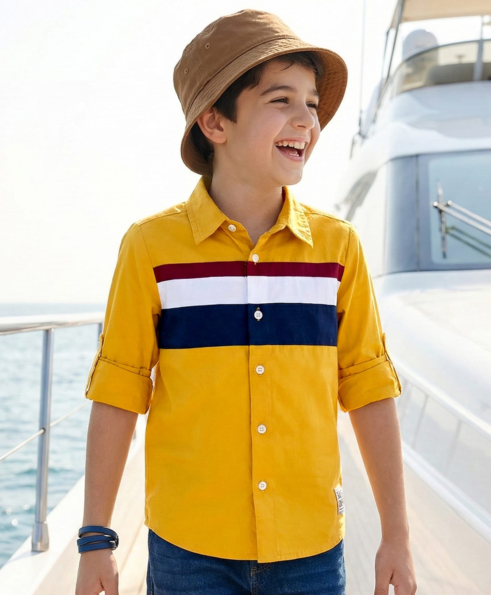 Pine Kids Cotton Woven Full Sleeves Solid Shirt - Mustard-image-22
