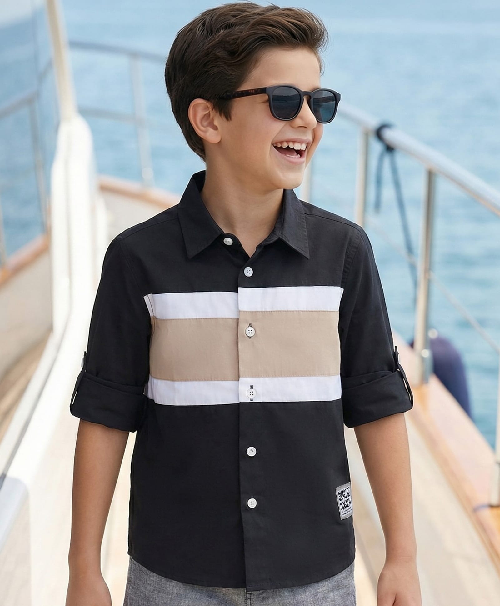 Pine Kids Cotton Woven Full Sleeves Solid Shirt - Black-picture-37