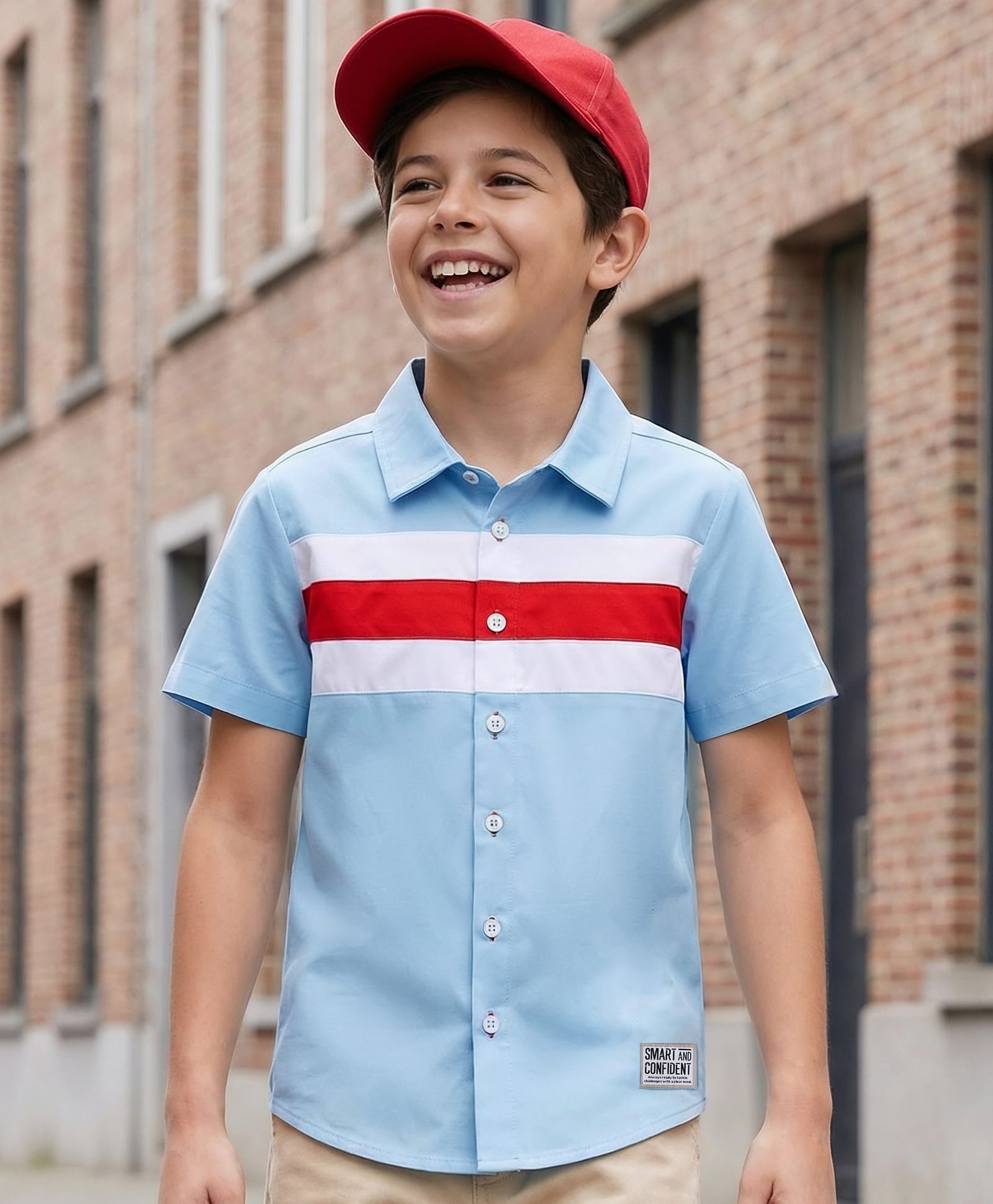Pine Kids Cotton Woven Half Sleeves Solid Colour Shirt - Light Blue-picture-19