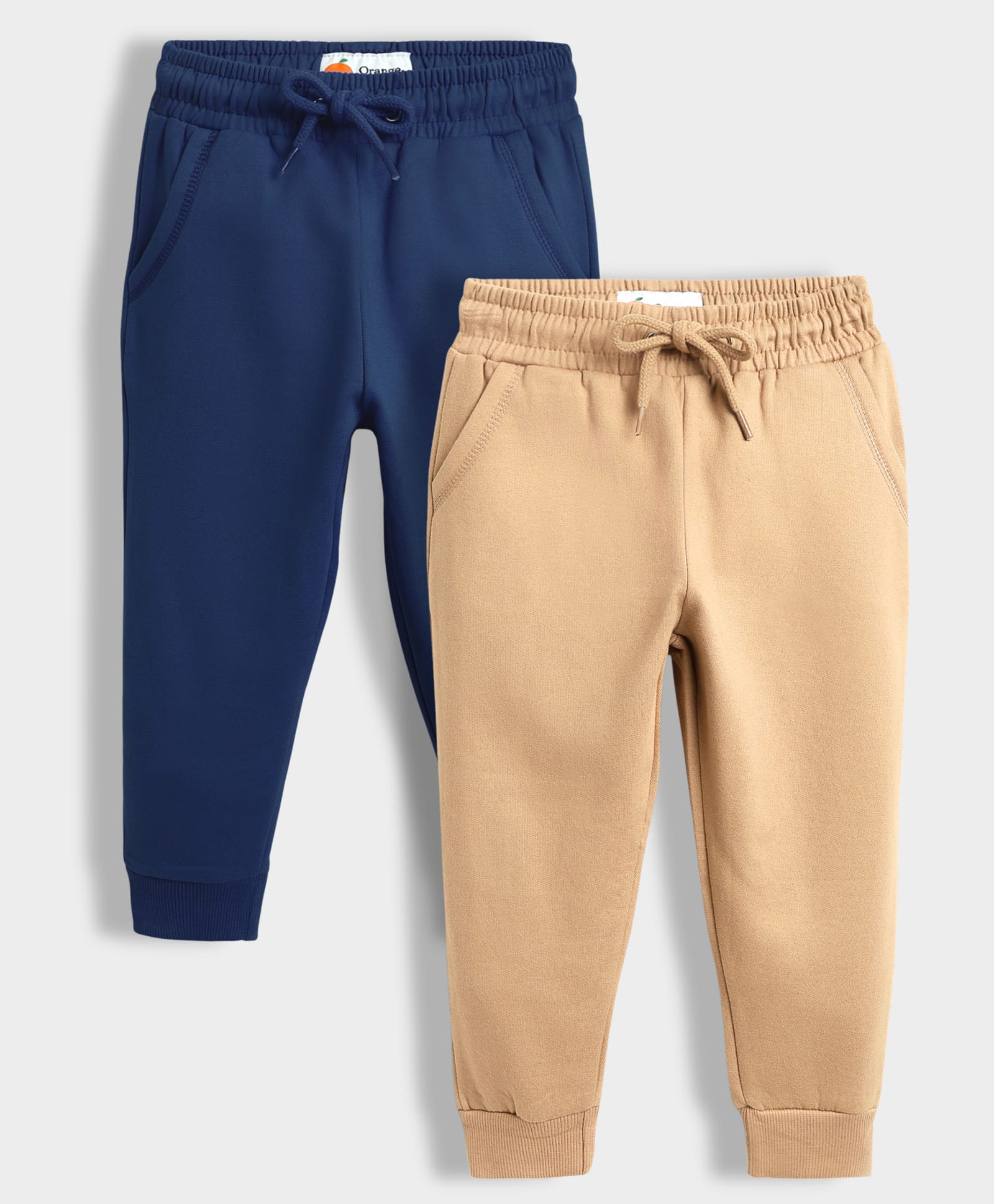 Orange Sugar 100% Cotton Fleece Knit Pack Of 2 Solid Winter Wear Joggers - Blue & Brown-picture-16