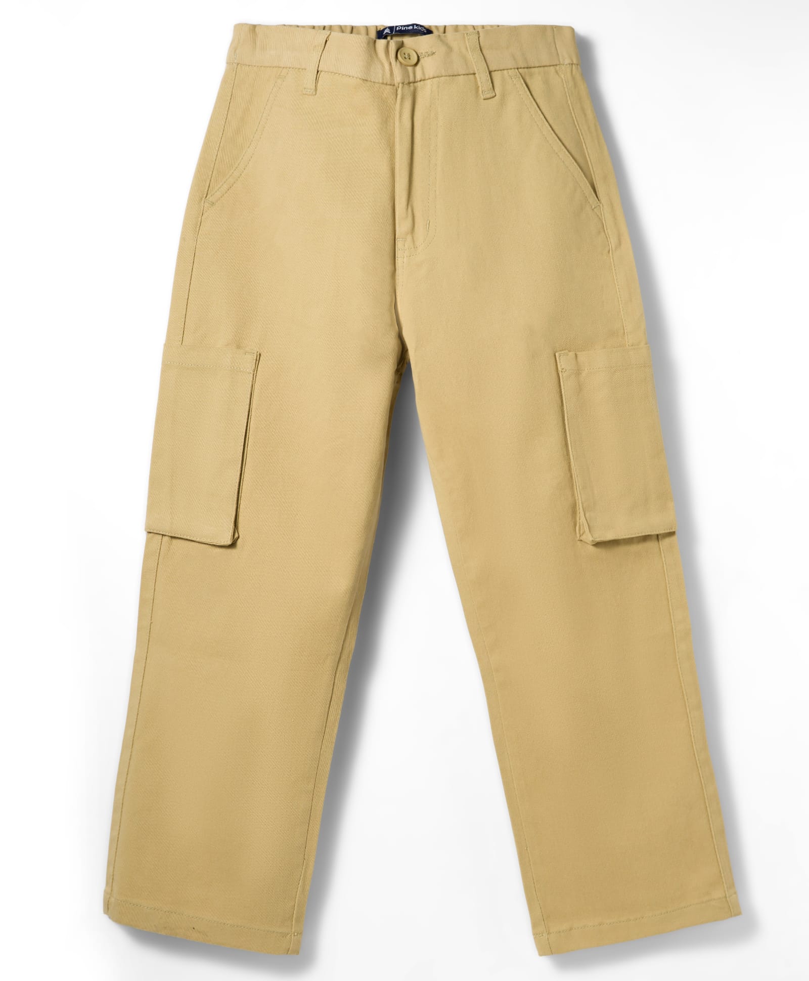 Pine Kids Cotton Woven Full Sleeves Solid Trouser With Cargo Pockets - Cream-picture-28