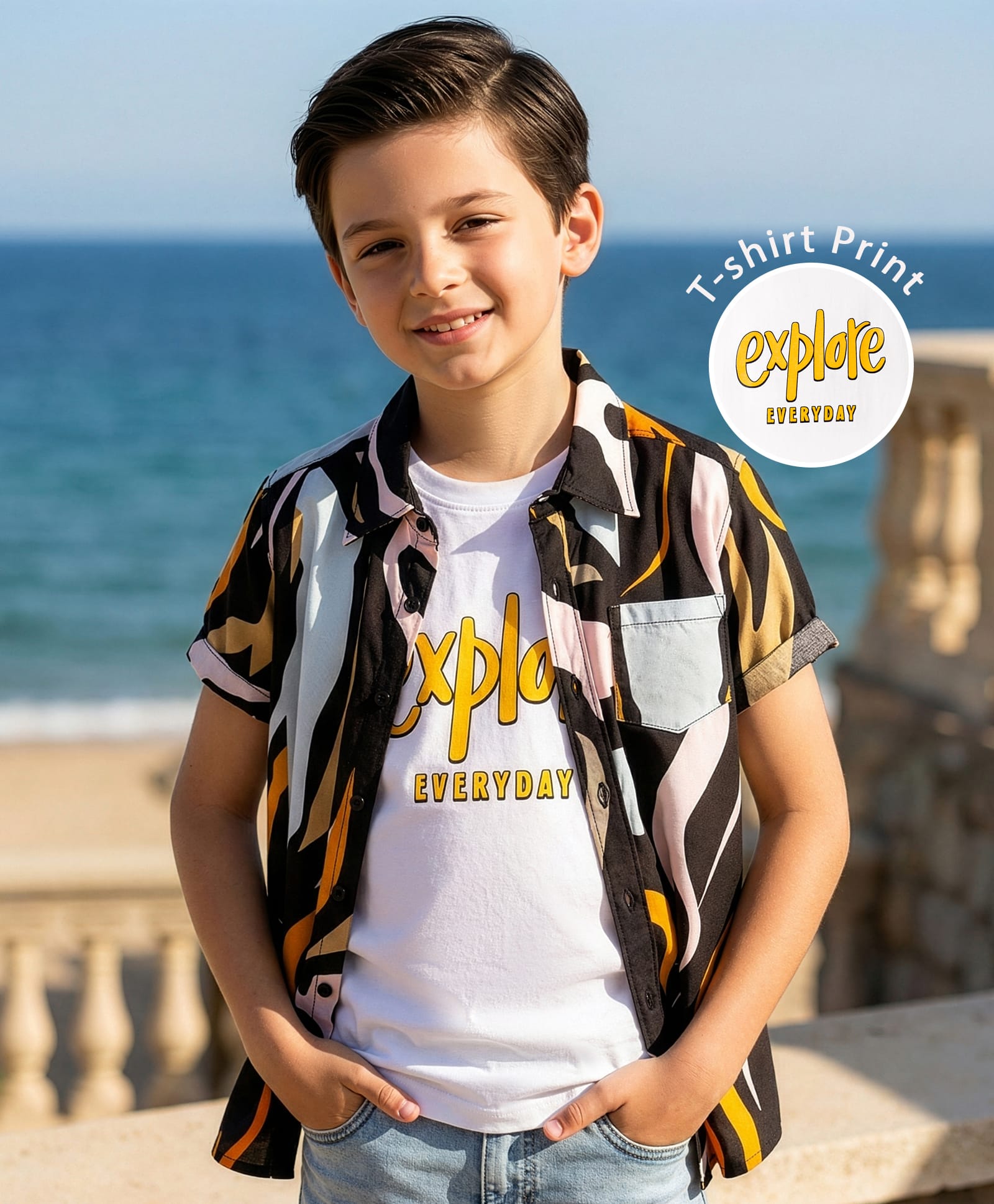 Pine Kids Woven Half Sleeves Printed Shirt With Printed Inner Tee - Multicolor-picture-33