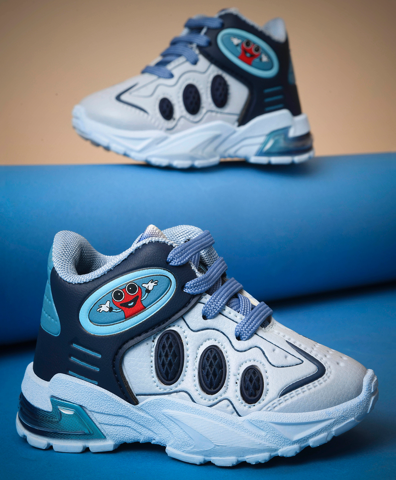 KATS Cartoon Face Detailed Anti Skid Lace Up Casual Shoes - Sky Blue-picture-29