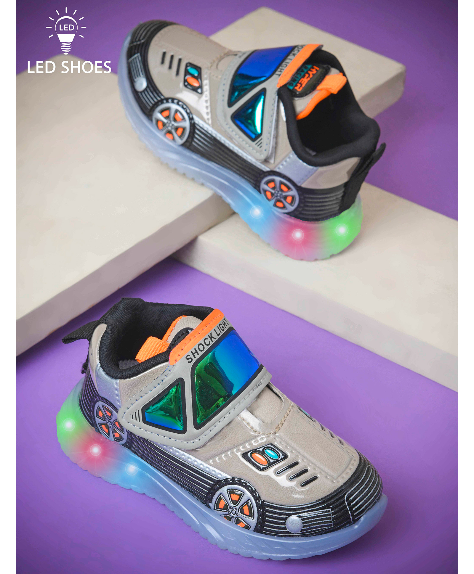 KATS Car Designed With Velcro Closure LED Shoes - Mouse-picture-18
