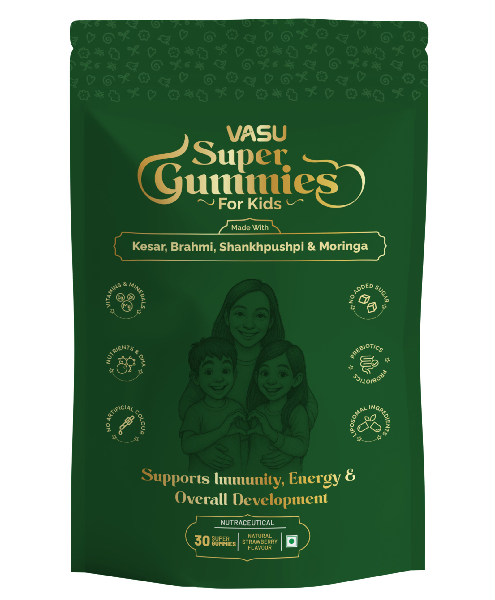 Vasu Super Gummies for Kids (30 Gummies) Enriched with Kesar, Moringa, Brahmi & Shankhpushpi-image-3