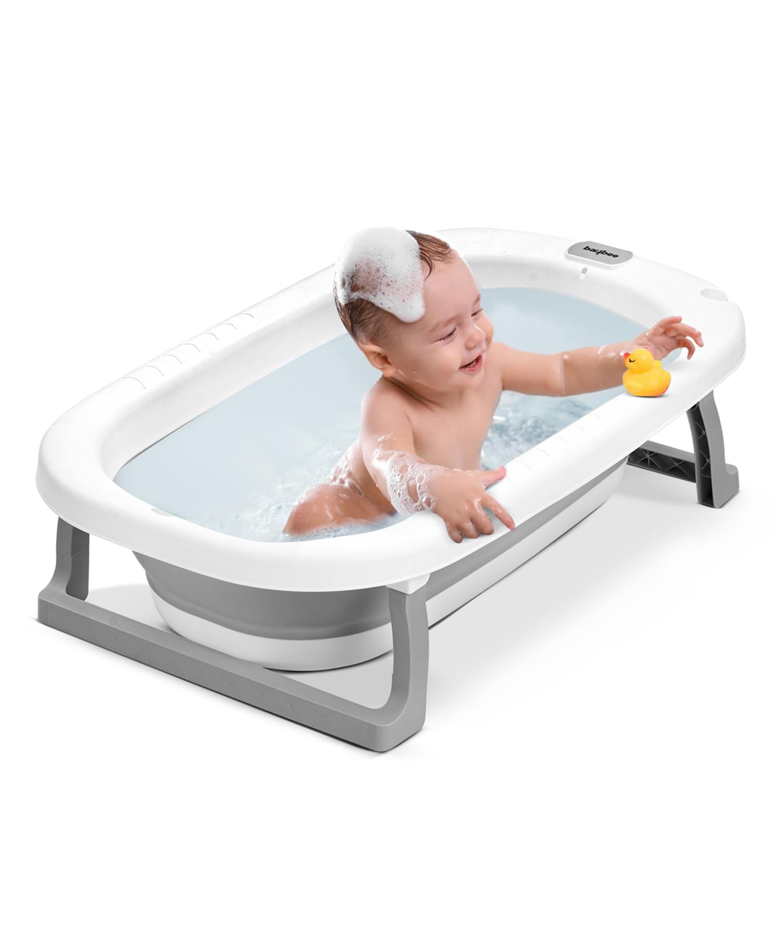 Baybee Bath Tub for Baby 0-5 Years, Foldable Baby Bathtub for Kids with Anti Skid Base & Drainer, Mini Swimming Pool for Babies, Easy to Store, Newborn Baby Folding Bathing Tub for Girls & Boys (Grey)-picture-24