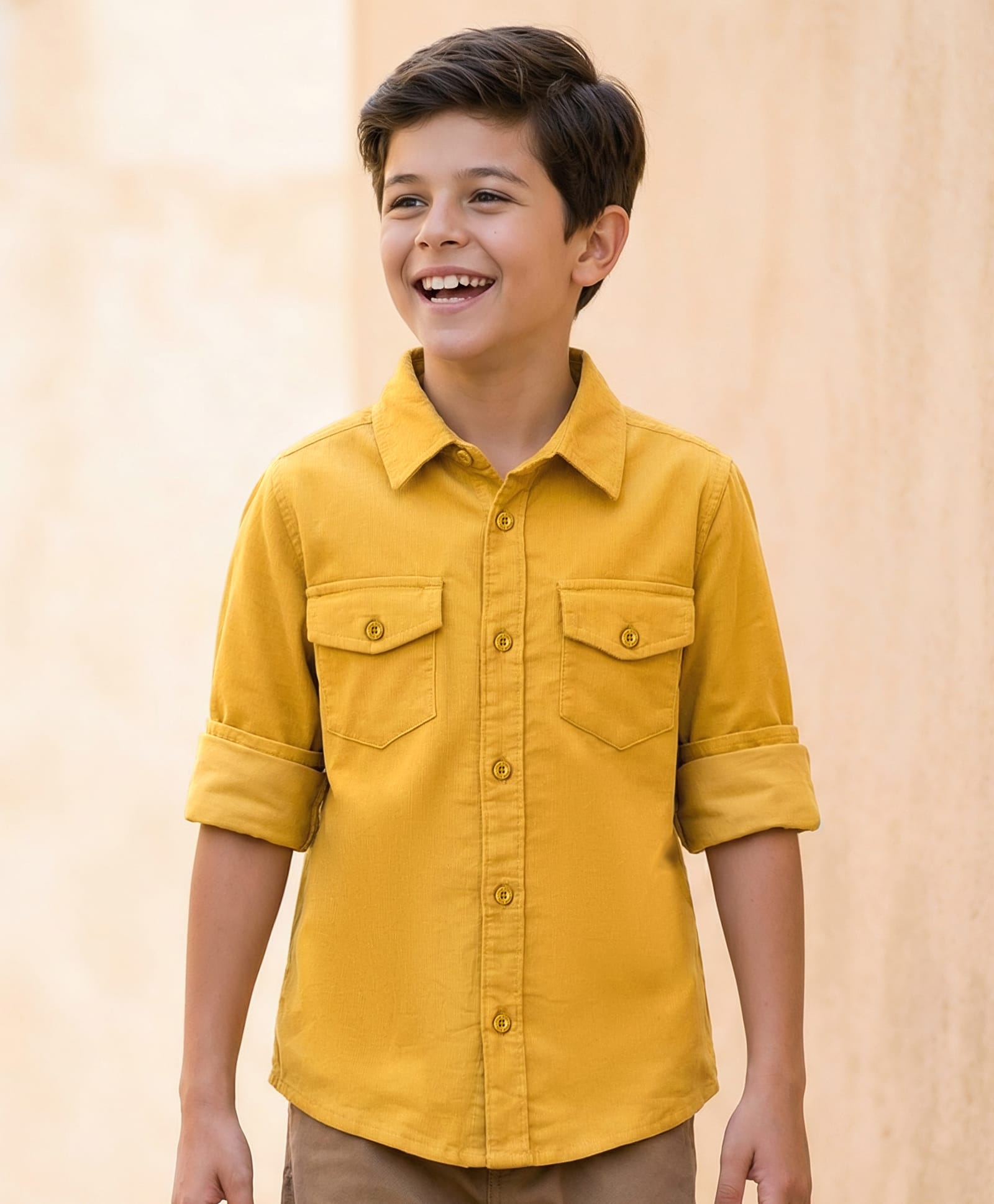 Pine Kids Cotton Woven Full Sleeves Solid Shirt - Yellow-picture-14