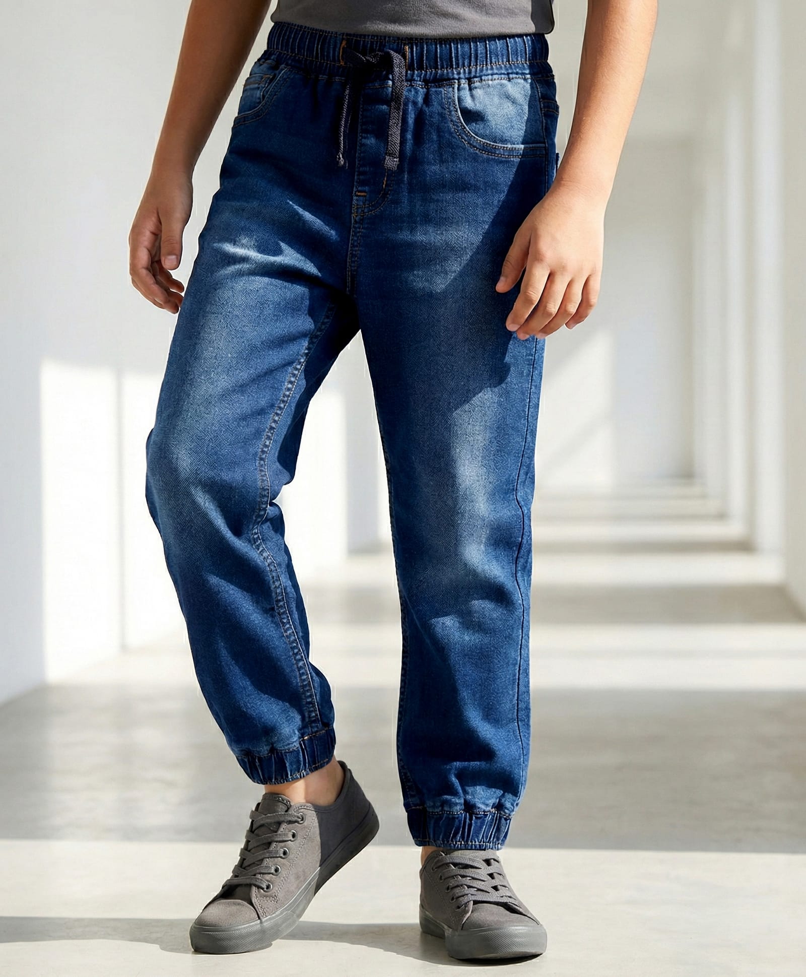 Pine Kids Denim Woven Full Length Washed Jeans - Blue-picture-29