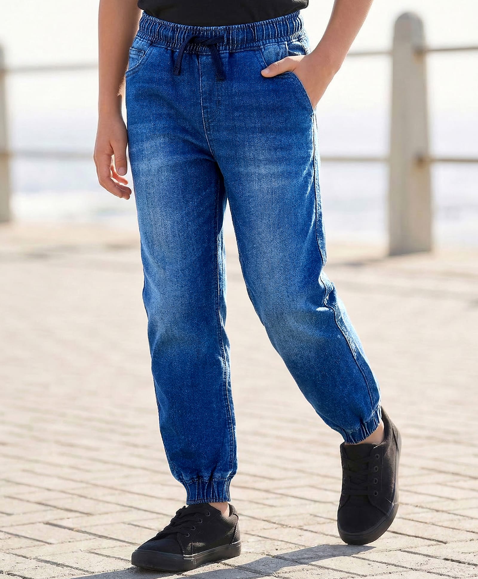 Pine Kids Denim Woven Full Length Washed Jeans - Blue-picture-12