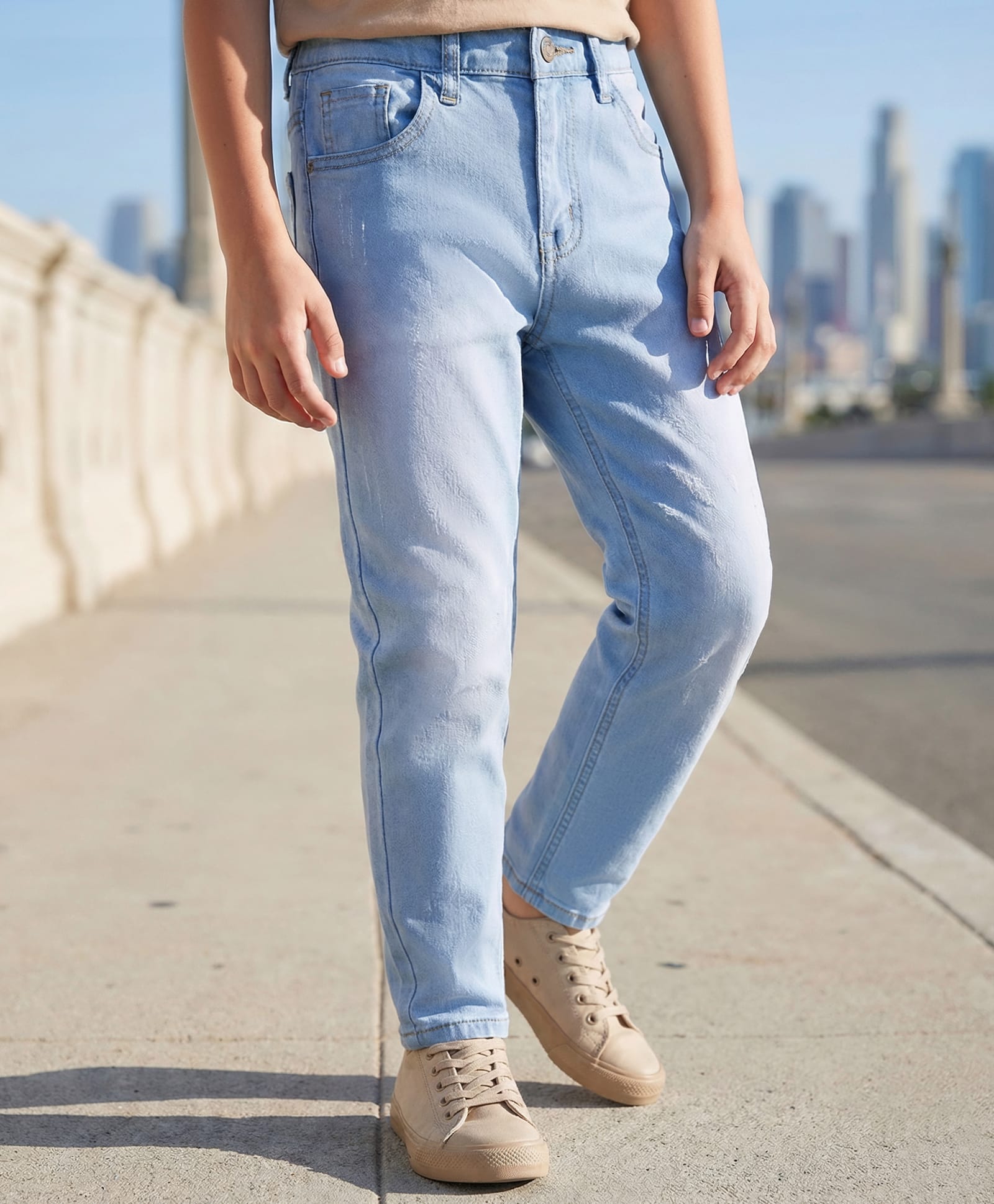 Pine Kids Full Length Washed Denim Jeans - Light Blue-picture-18