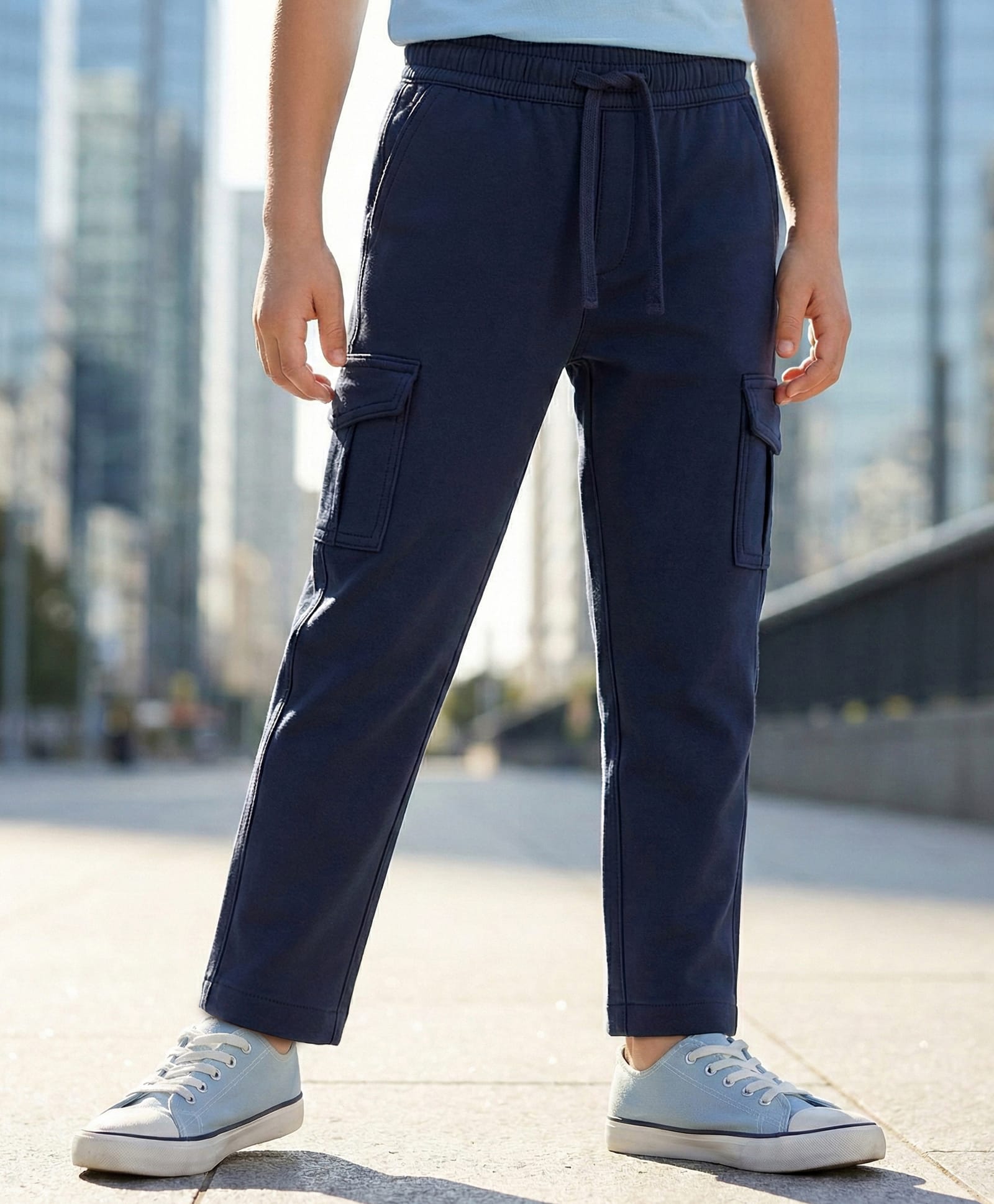 Pine Kids Cotton Elastane Woven Full Length Trouser Pant - Navy Blue-picture-18