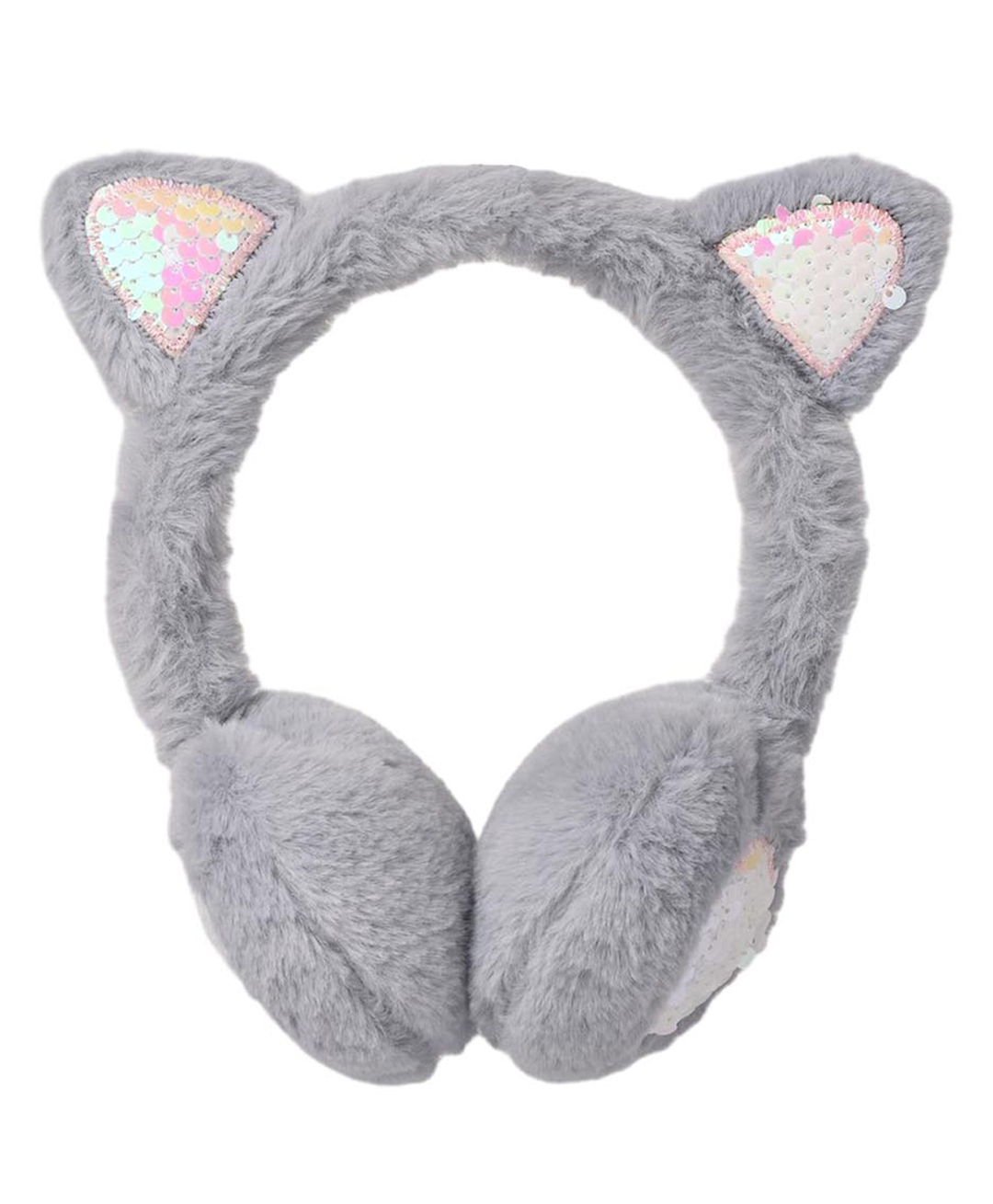 Kid-O-World Fur Knit Ear Applique Detailed Sequins Embellished Earmuffs - Grey-image-18