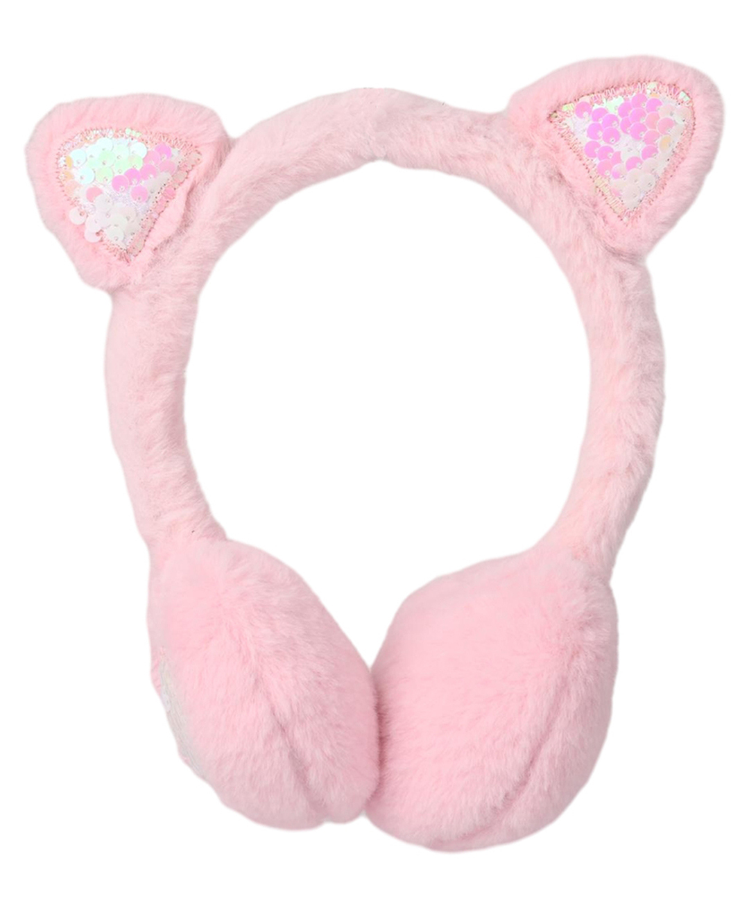 Kid-O-World Fur Knit Ear Applique Detailed Sequins Embellished Earmuffs - Light Pink-image-15