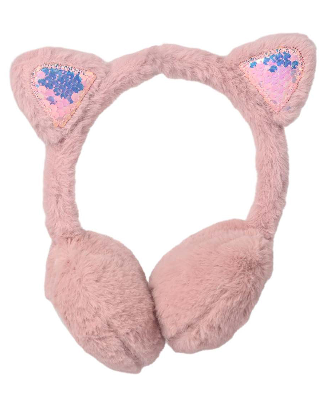 Kid-O-World Fur Knit Ear Applique Detailed Sequins Embellished Earmuffs - Dark Peach-image-14
