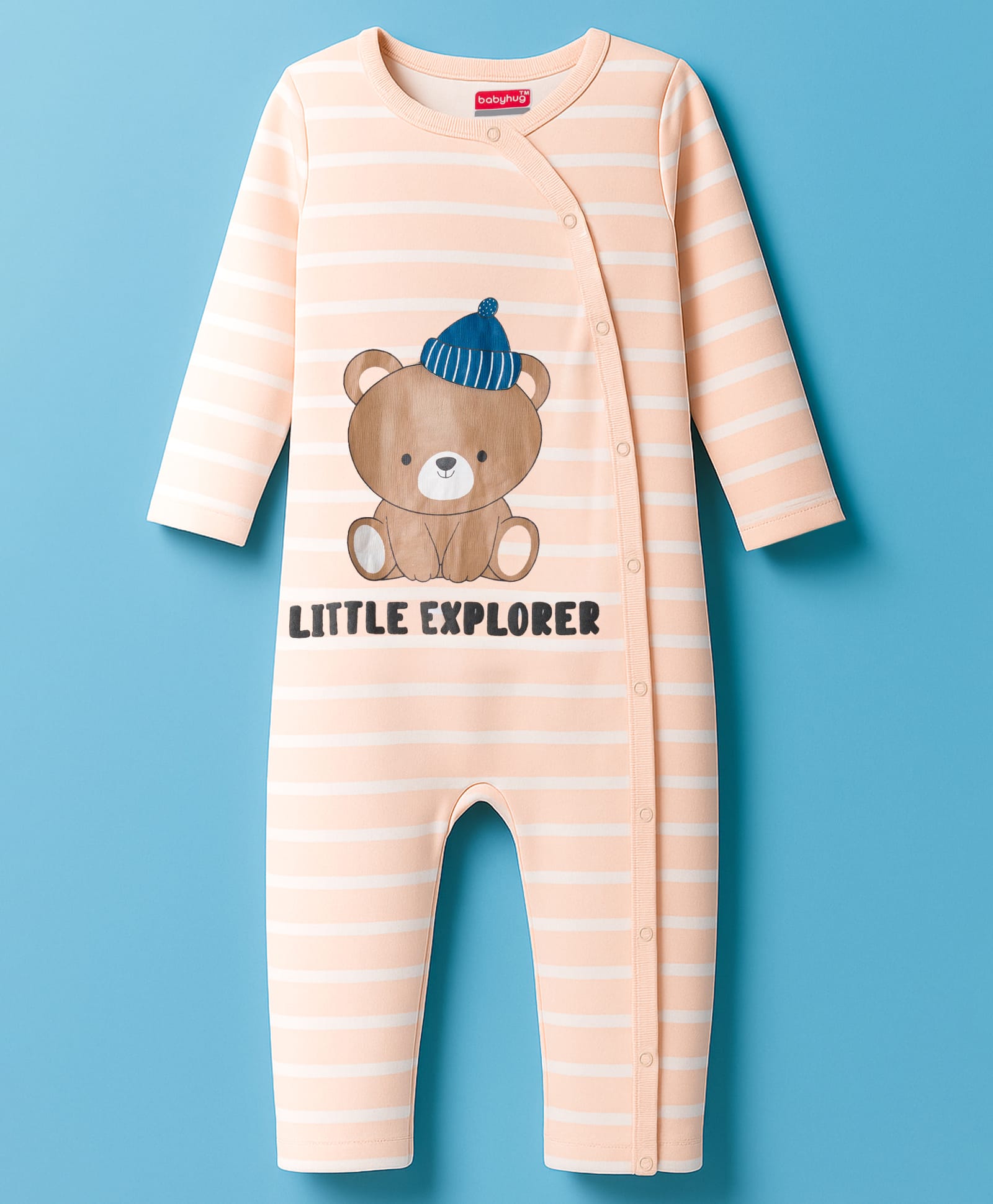 Babyhug 100% Cotton Interlock Knit Full Sleeves Romper With Animal Print - Brown-picture-28