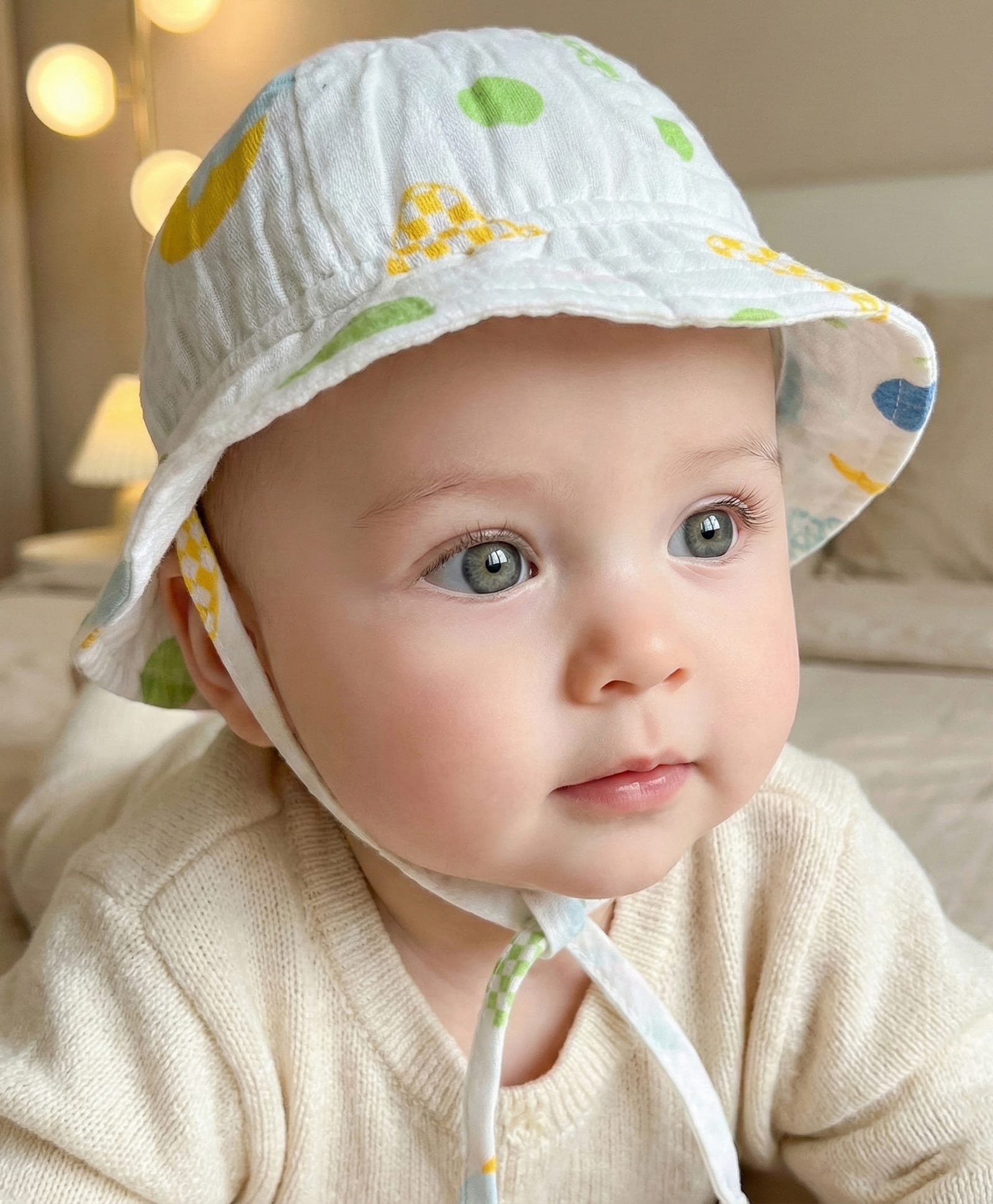 Babyhug 100% Cotton Woven Bucket Hat With Animal Print White - Diameter 8 cm-image-48