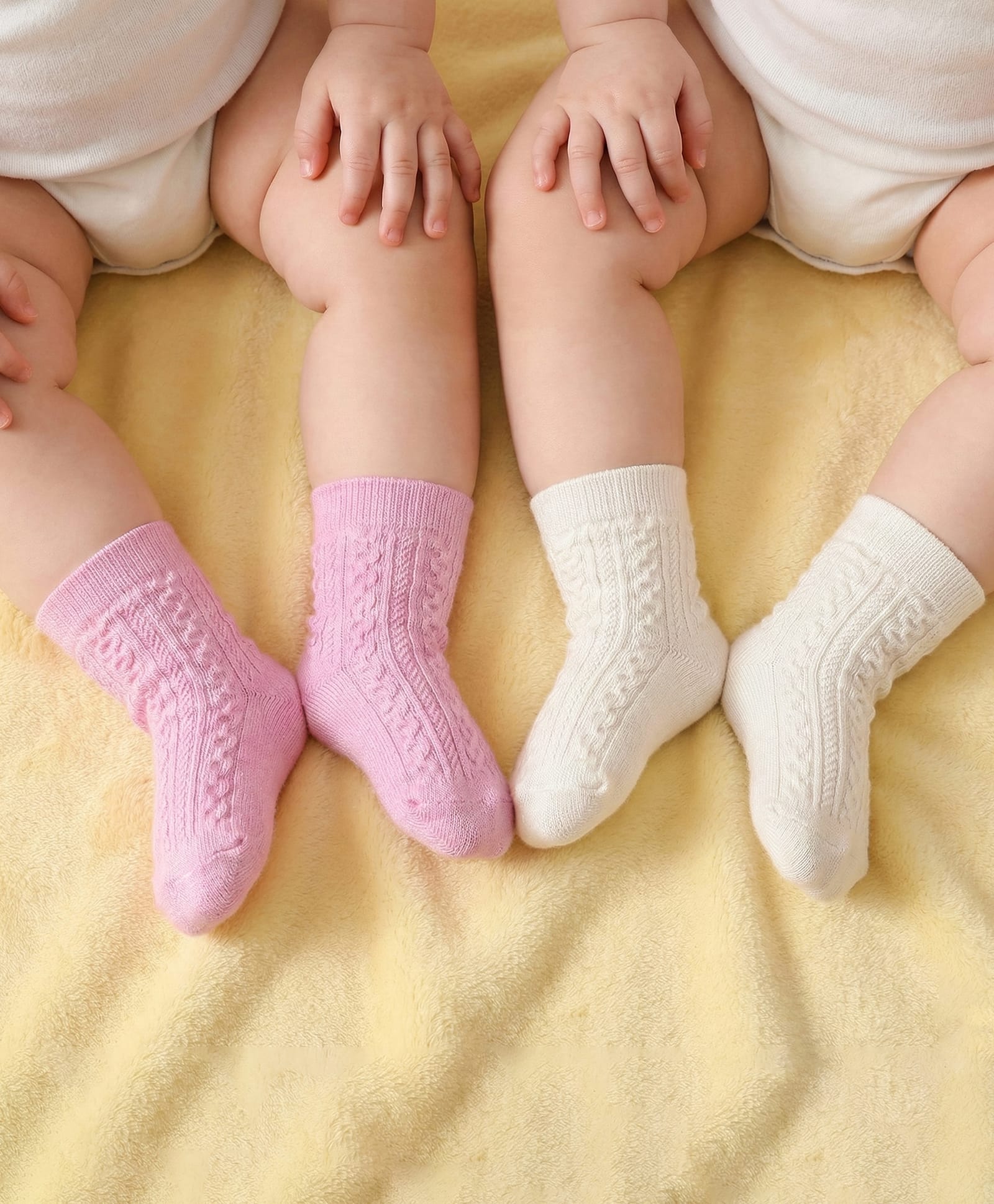 Babyoye 100% Bamboo Knit Ankle Length Socks with Floral Design Pack of 2 - Yellow & White-picture-28