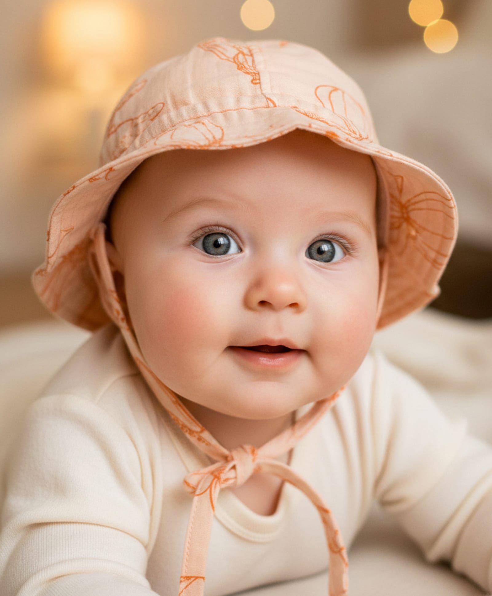 Babyhug 100% Cotton Woven Bucket Hat With Hot AIr Balloon Print Light Orange - Diameter 8.5 cm-image-47