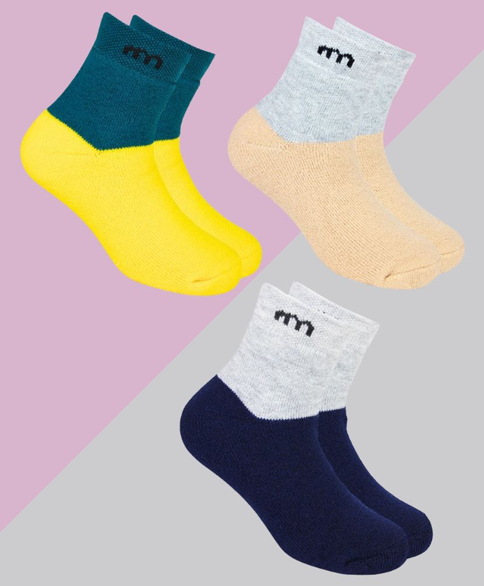 Neska Moda Cotton Elastane Pack Of 3 Colour Blocked Socks - Multi Colour-image-9