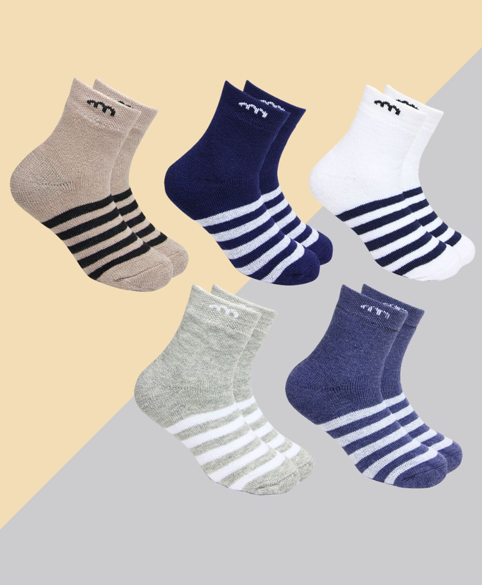 Neska Moda Cotton Elastane Pack Of 5 Striped Socks - Multi Colour-picture-36