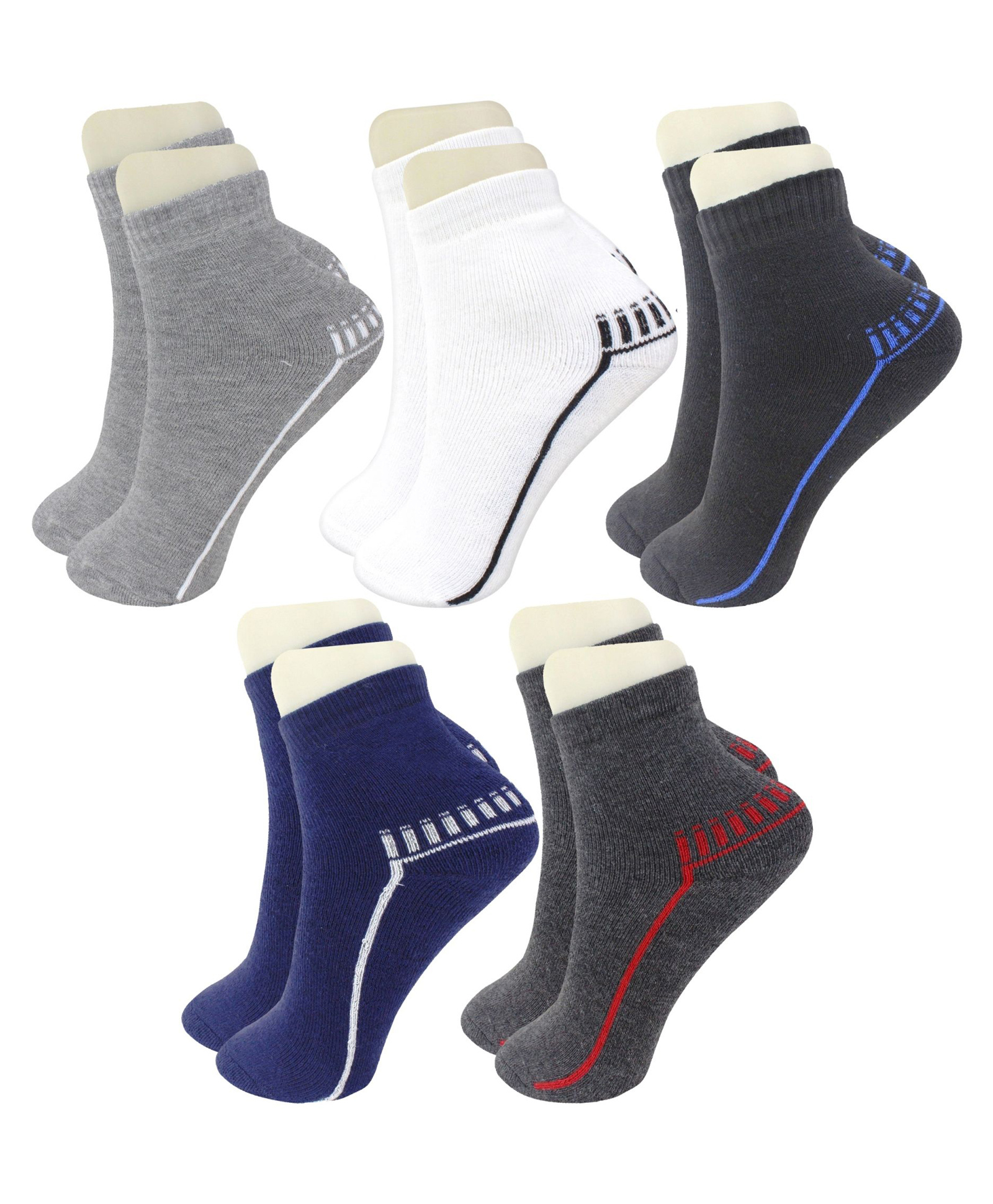 Neska Moda Pack Of 5 Cotton Elastane Abstract Printed Ankle Socks - Multi Colour-picture-15