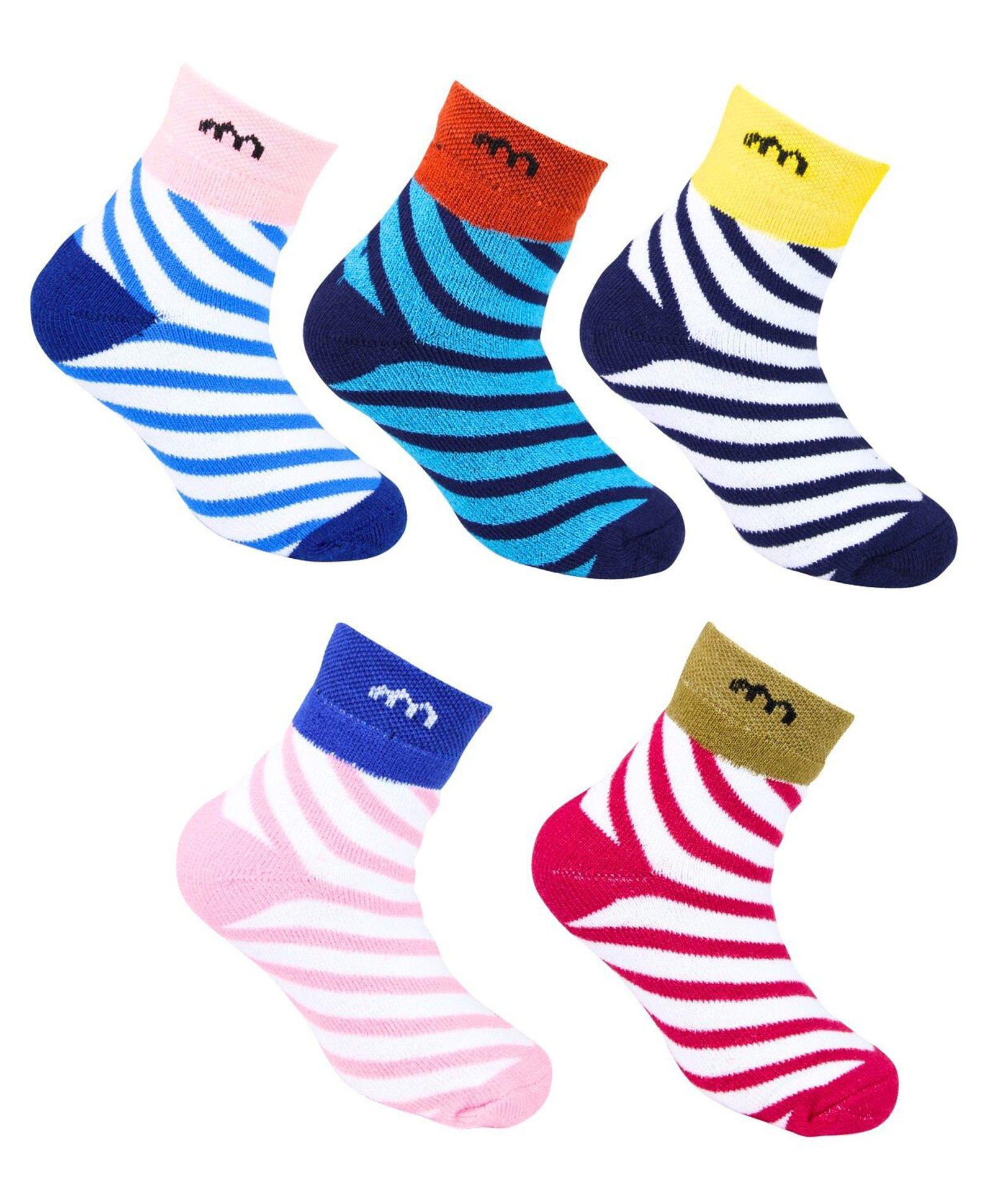 neska moda Neska Pack Of 5 Cotton Elastane Striped Ankle Socks - Multi Colour-picture-20