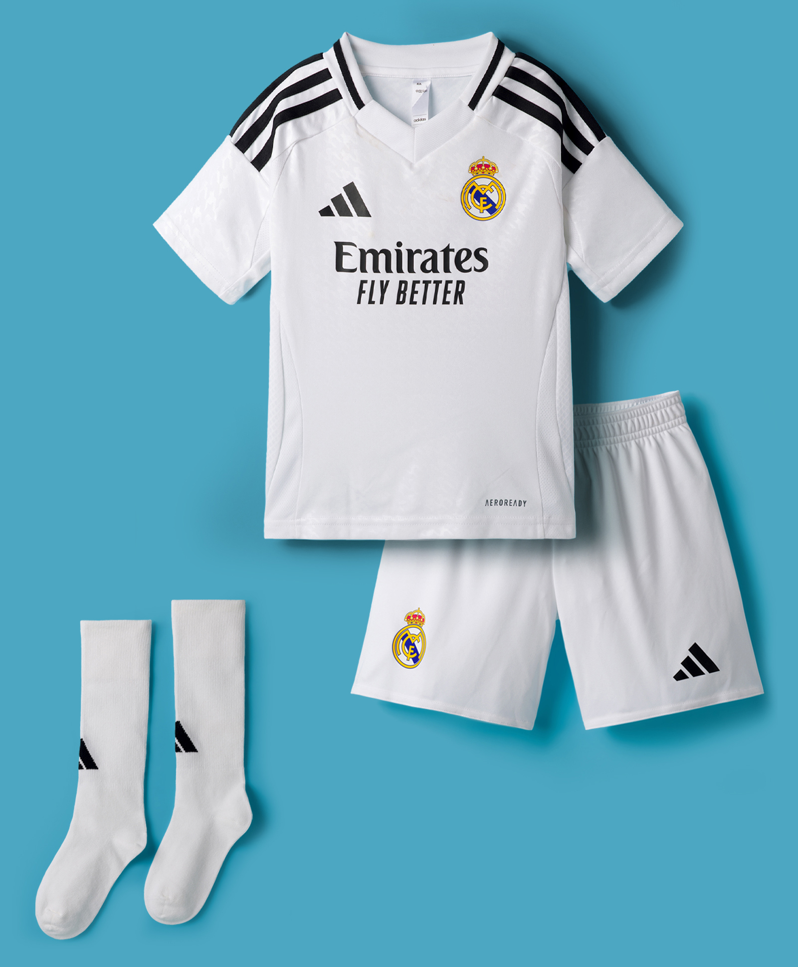 ADIDAS KIDS Knit Half Sleeves T-Shirt & Shorts Set with Socks & Logo Print - White-picture-27