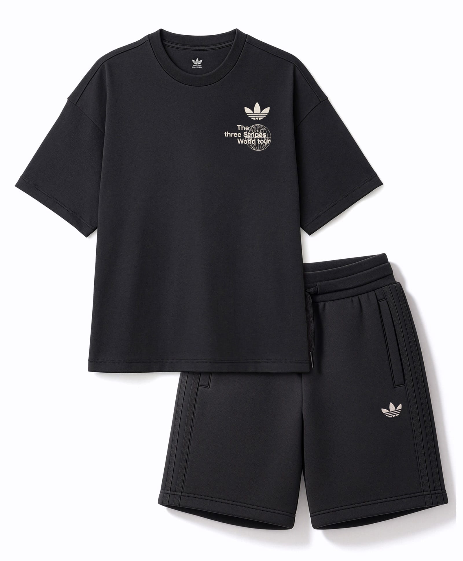 ADIDAS KIDS Cotton Knit Half Sleeves Top & Shorts Set with Brand Logo - Black-picture-21