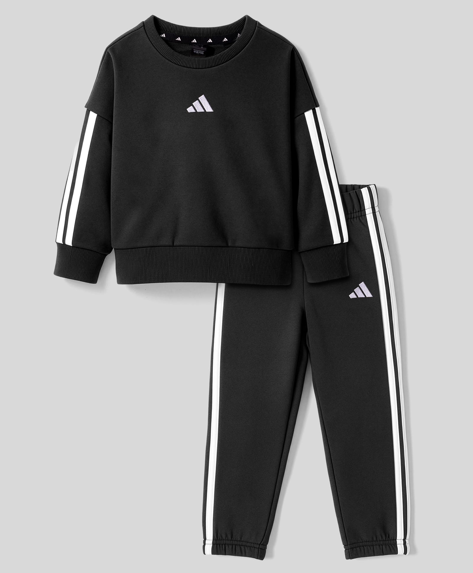 ADIDAS KIDS Cotton Knit Full Sleeves Top & Joggers Set With Logo Print & Tape Detailing - Black-image-33