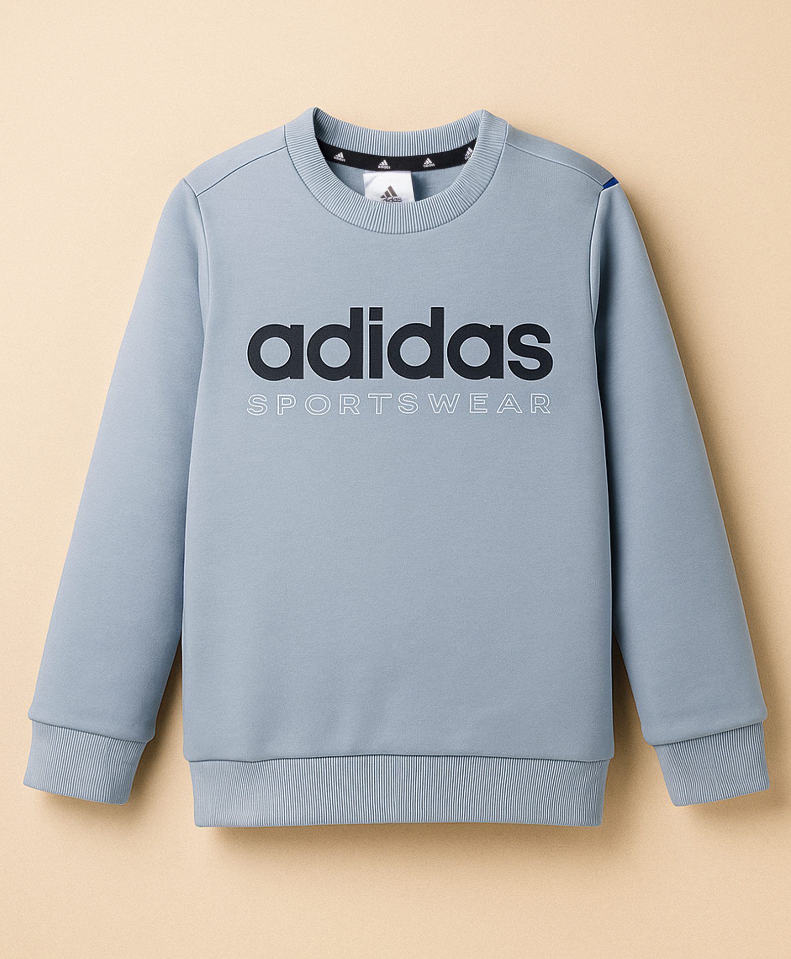 Adidas Kids Cotton Knit Full Sleeves Sweatshirt Logo Print - Aqua Blue-image-16