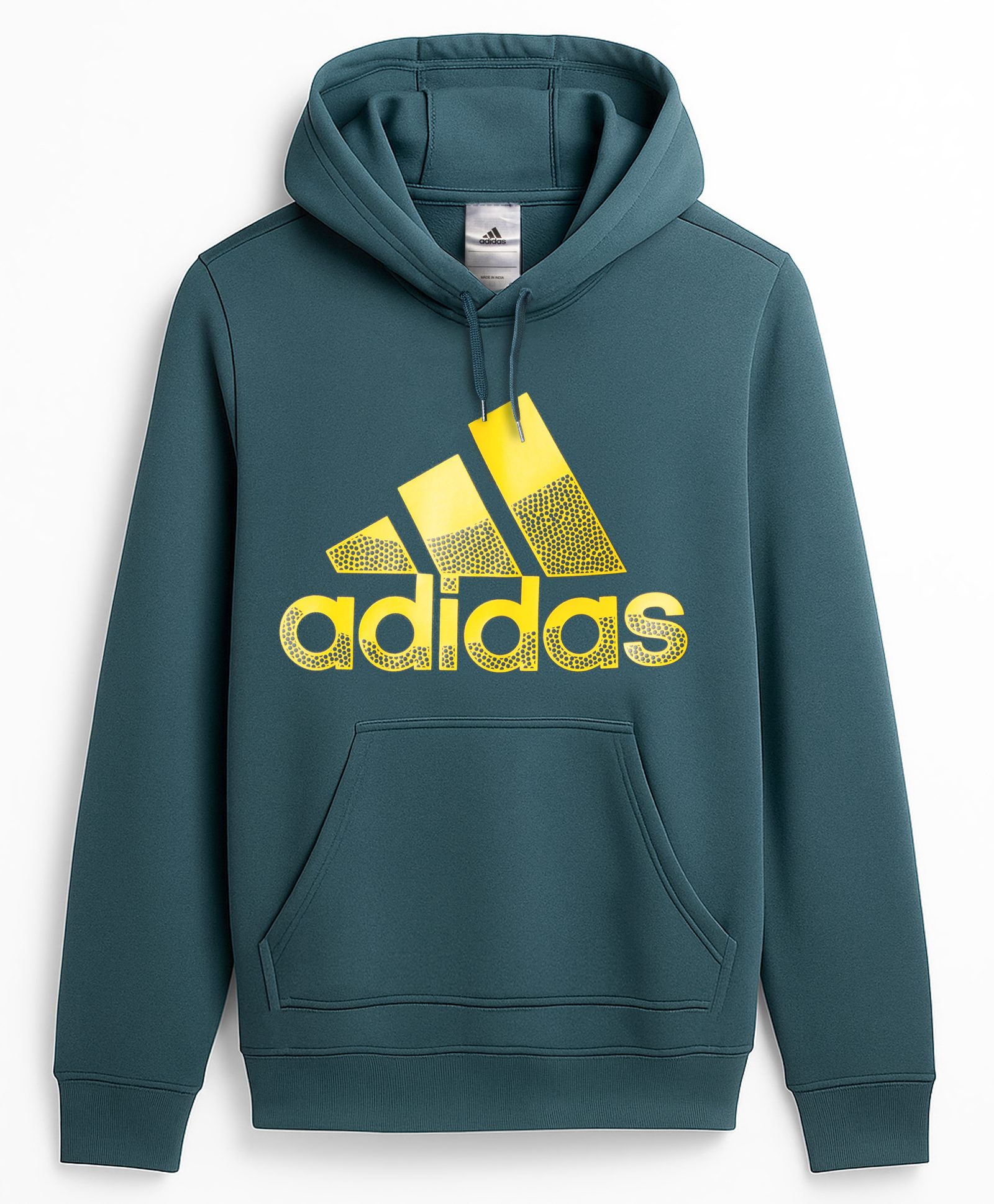 ADIDAS KIDS Cotton Knit Full Sleeves Hooded Sweatshirt with Brand Name Graphic - Teal Blue-image-6