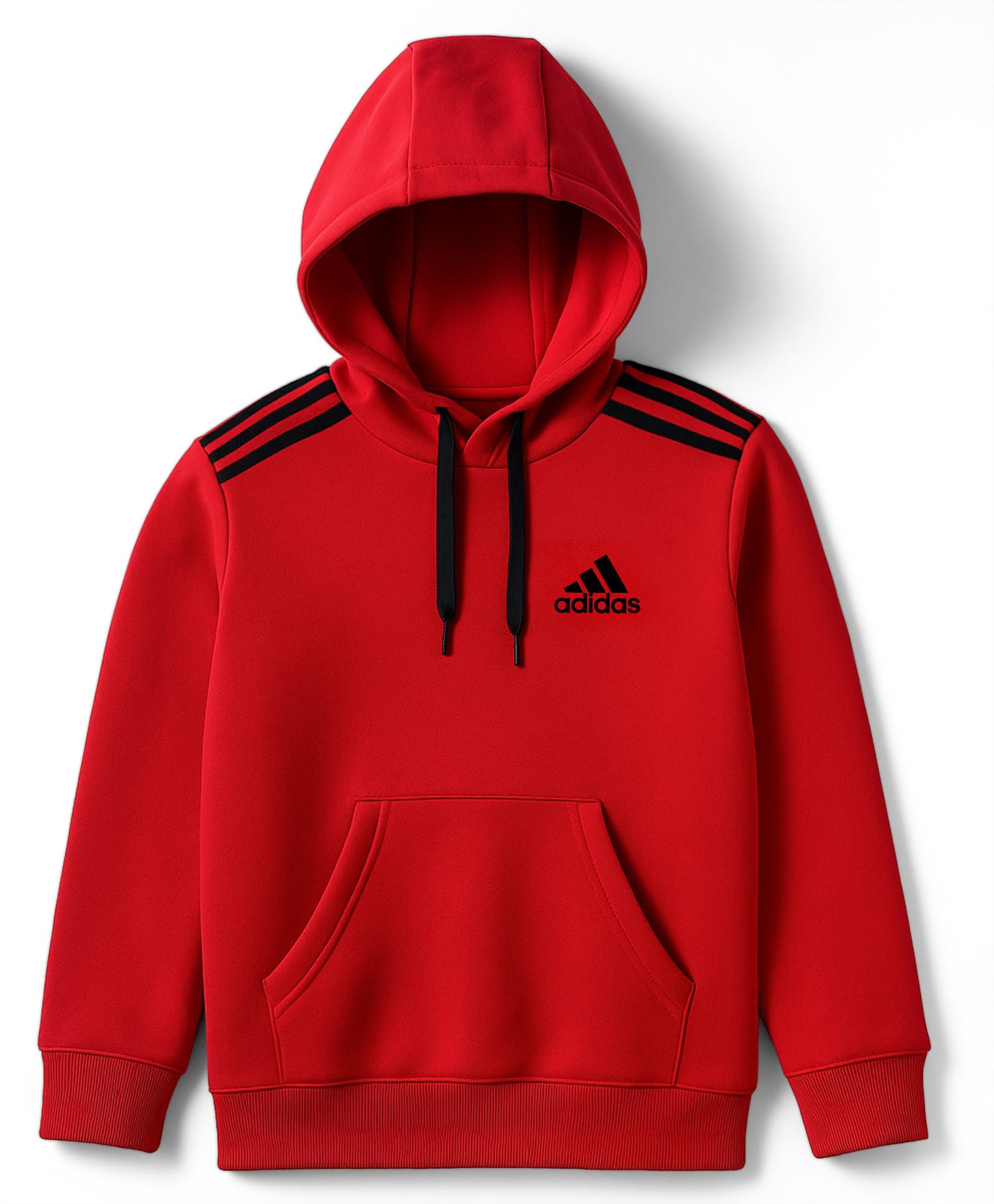 ADIDAS KIDS Cotton Knit Full Sleeves Hooded Sweatshirt with Brand Logo Graphic & Kangaroo Pocket - Red-image-10