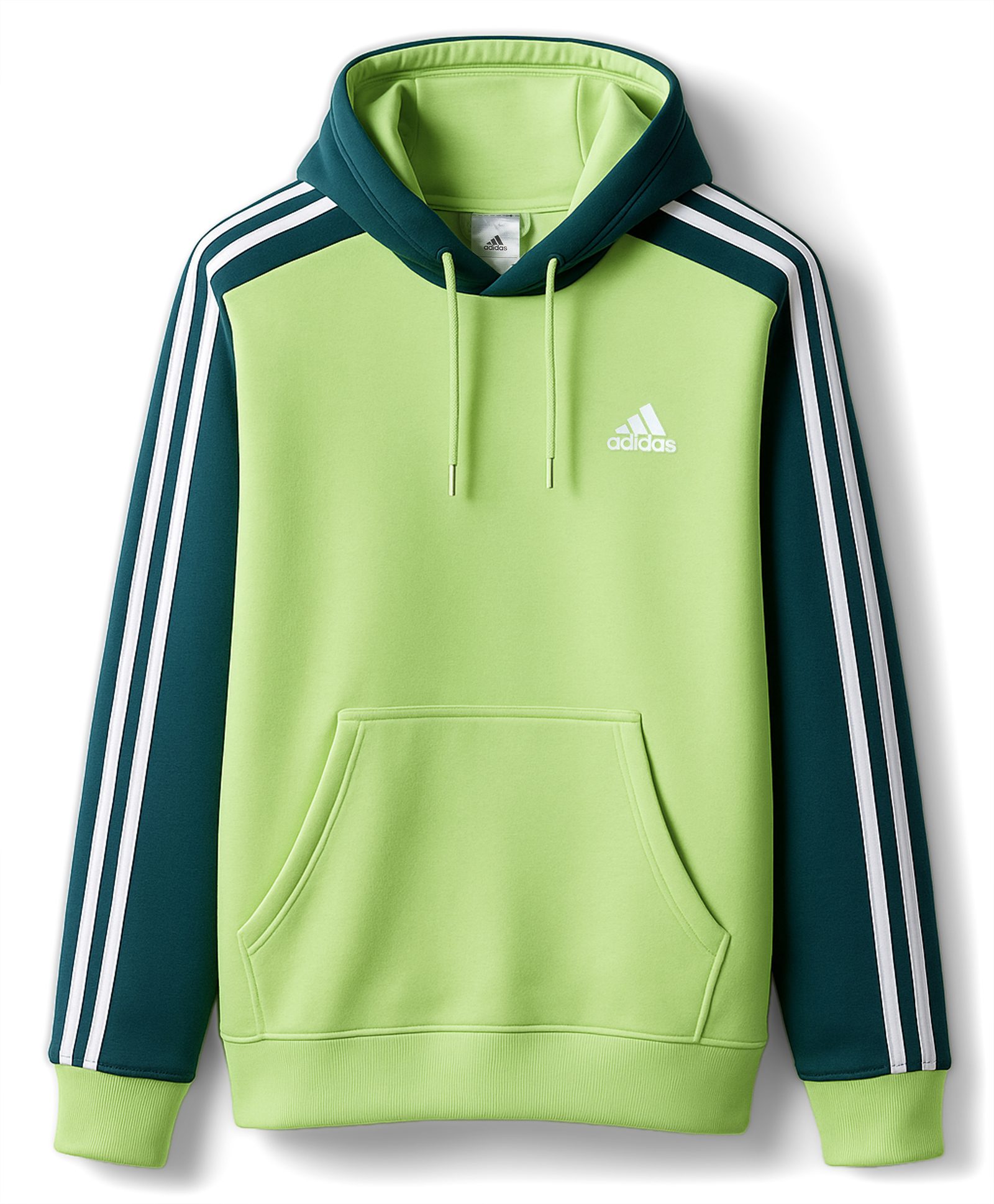 ADIDAS KIDS Cotton Knit Full Sleeves Hooded SweatJacket with Kangaroo Pocket & Tape Detailing - Limegreen-picture-20