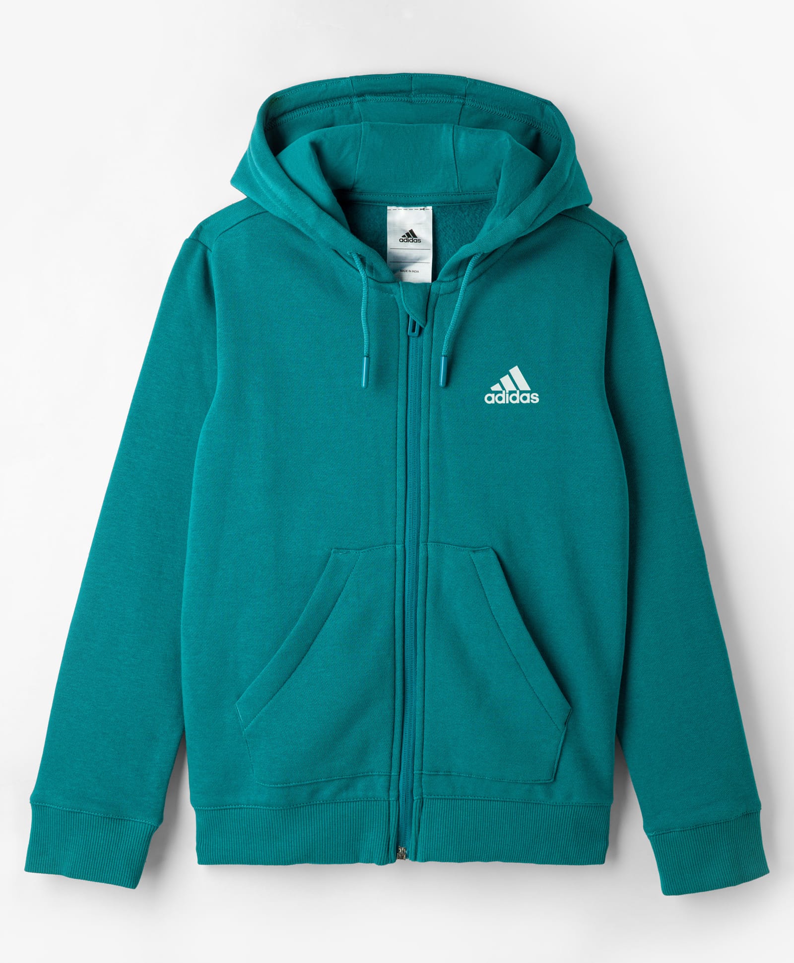 ADIDAS KIDS Cotton Knit Full Sleeves Hooded SweatJacket with Kangaroo Pocket - Turquoise-picture-22