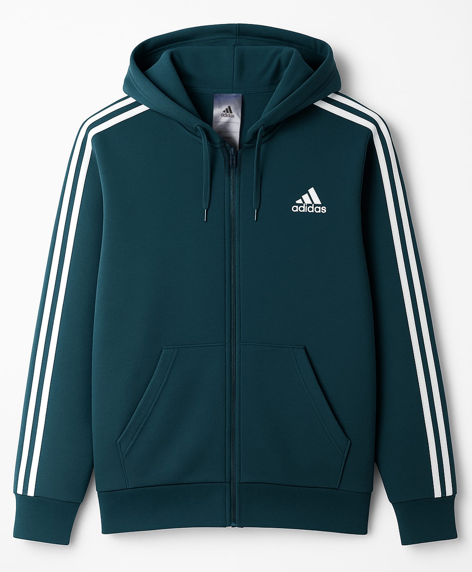 ADIDAS KIDS Cotton Knit Full Sleeves Hooded Sweatjacket With Logo Print & Tape Detailing - Teal Blue-picture-28