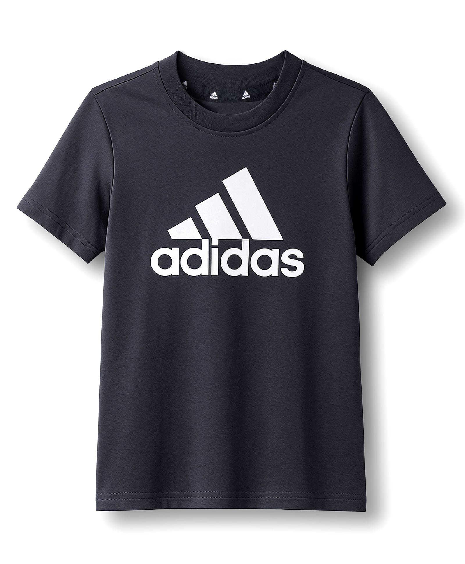Adidas Kids Cotton Knit Half Sleeves T-Shirt with Brand Name Graphic - Black-picture-11