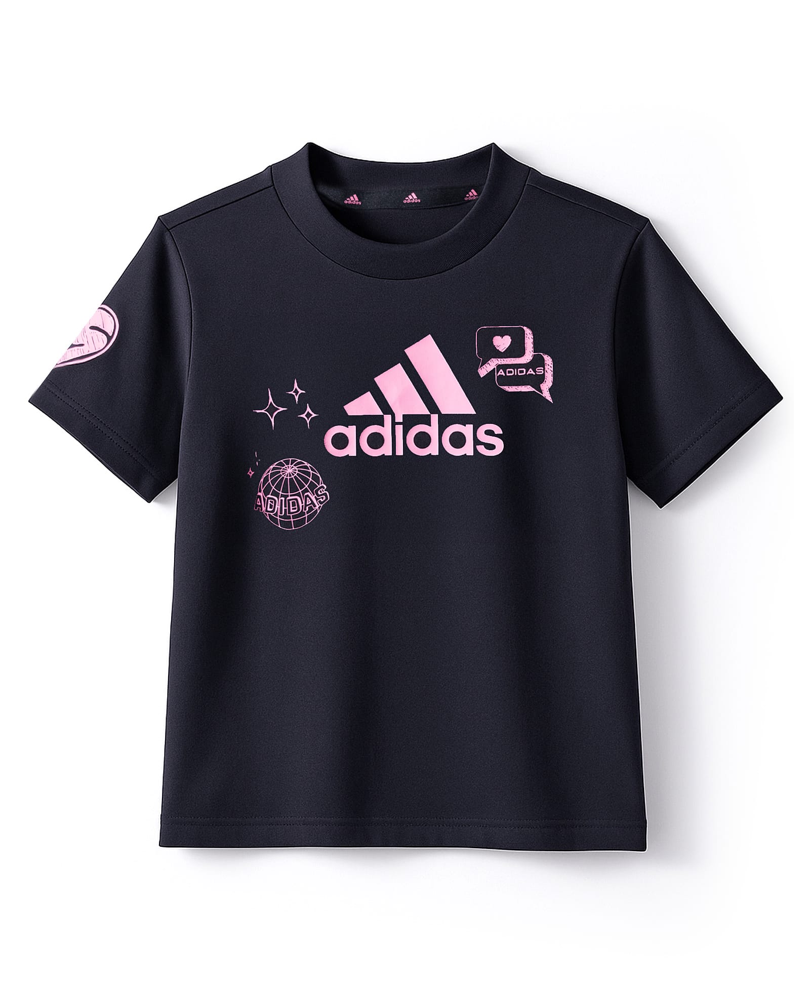 ADIDAS KIDS Cotton Knit Half Sleeves T-Shirt with Logo Graphic - Black-picture-24
