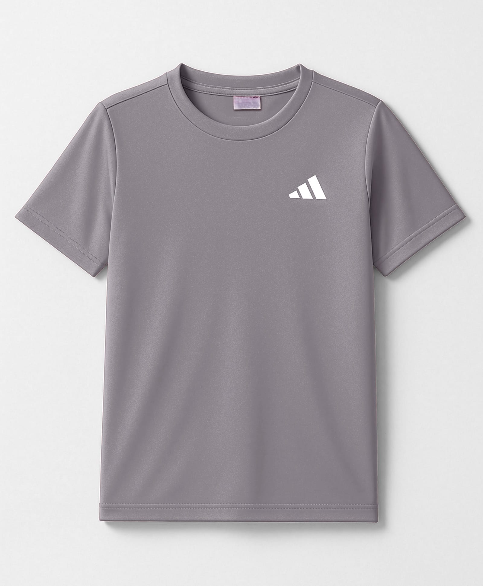 Adidas Kids Knit Half Sleeves Solid T-Shirt Logo Print - Silver-picture-12