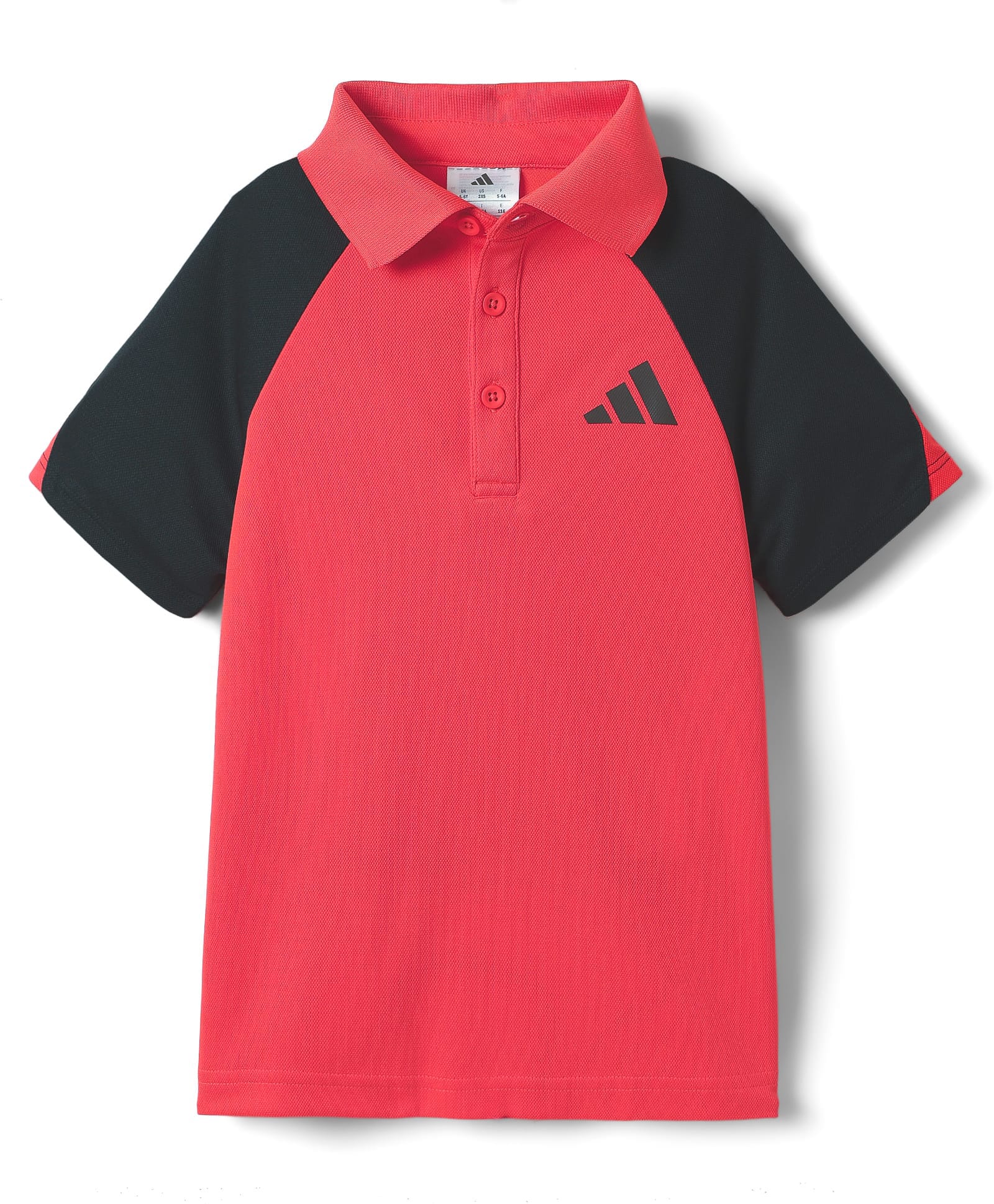 Adidas Kids Cotton Knit Half Raglan Sleeves Solid Color Polo T-Shirt - Red-picture-28
