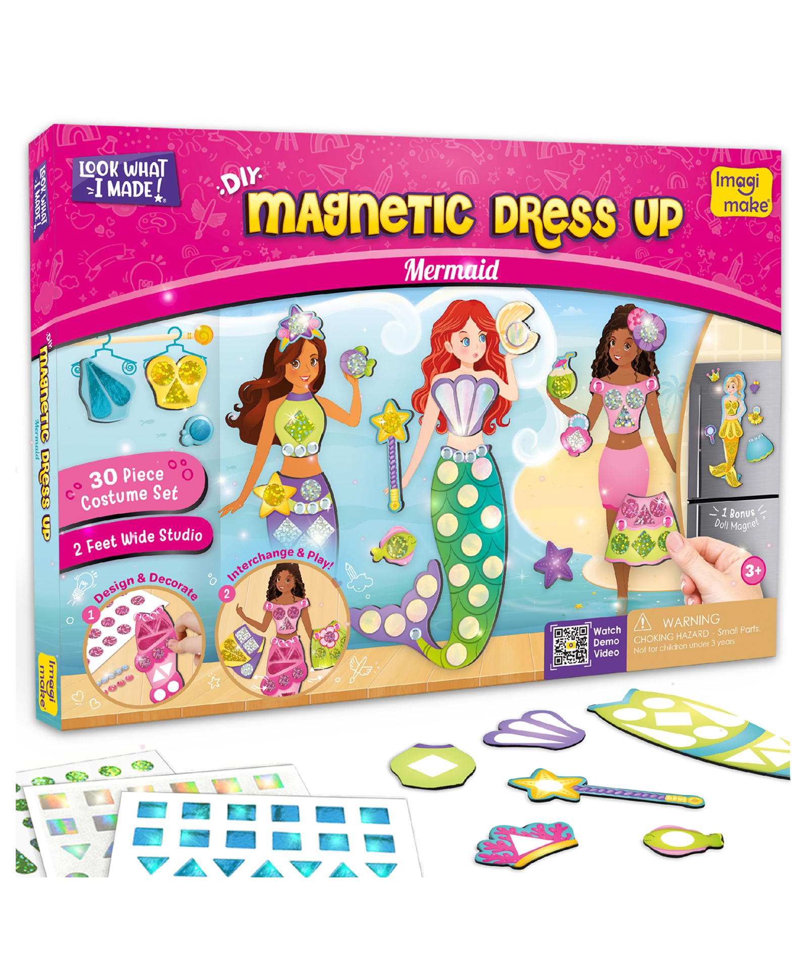 imagimake DIY Magnetic Dress-Up Mermaid Jewellery Making Kit - Pink-picture-30
