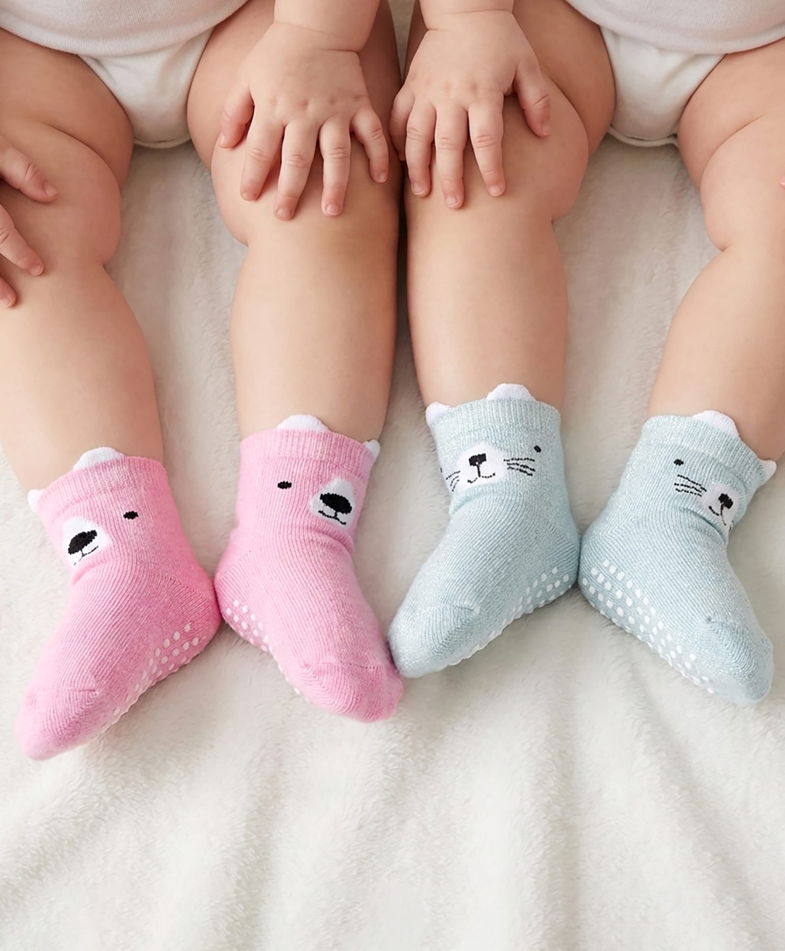 Babyoye 100% Bamboo Knit Ankle Length Socks With Animal Design Pack Of 2 - Pink & Light Blue-image-13