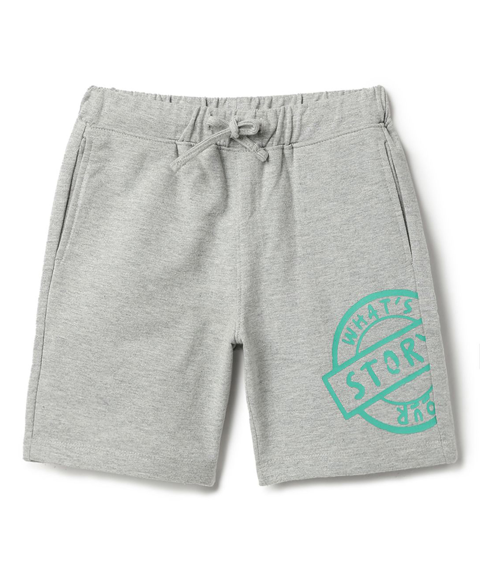 Tales & Stories Knit Typography Printed Bermuda Shorts - Grey-picture-15