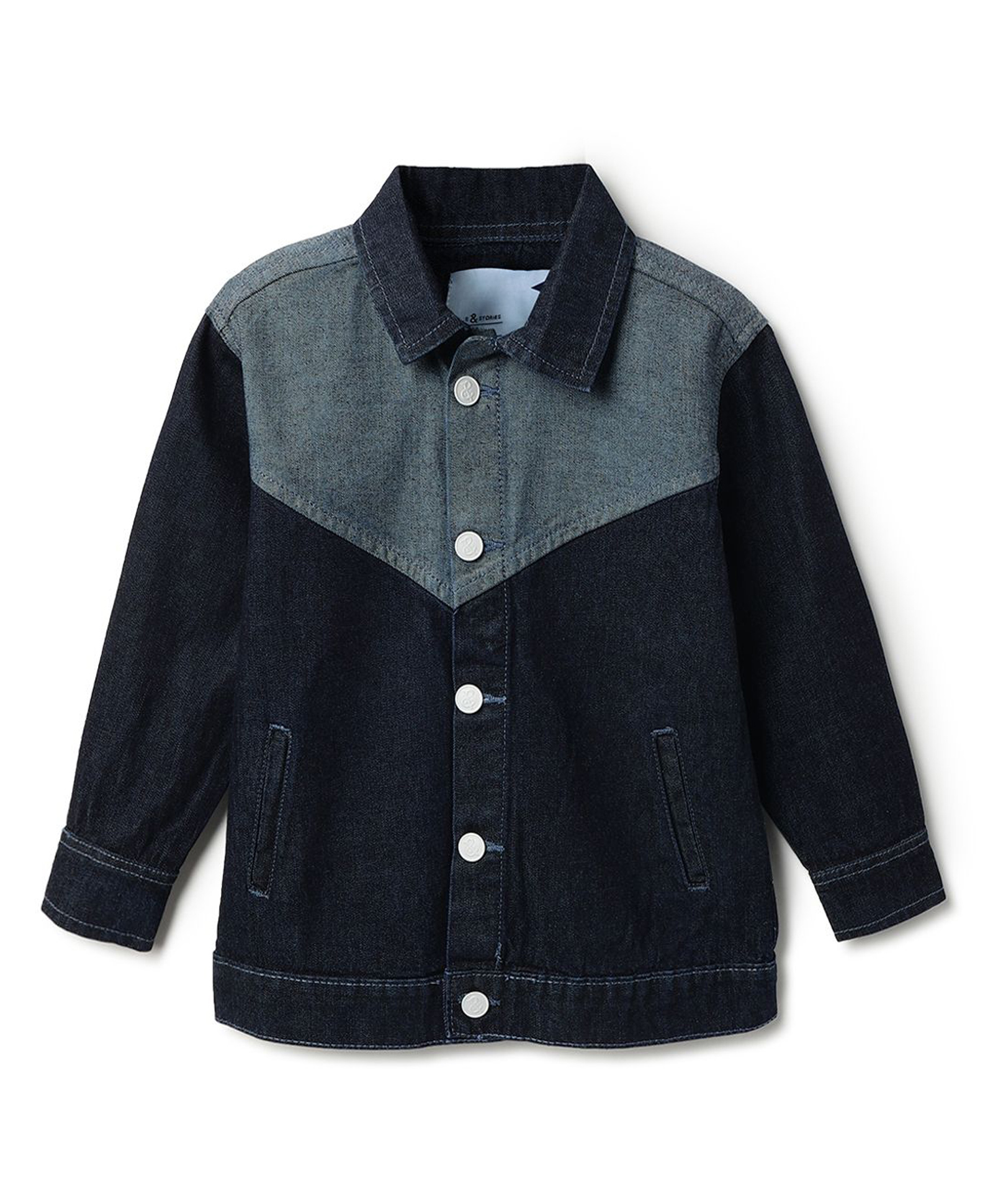 Tales & Stories Denim Woven Full Sleeves Colour Blocked Jacket - Navy Blue-picture-31