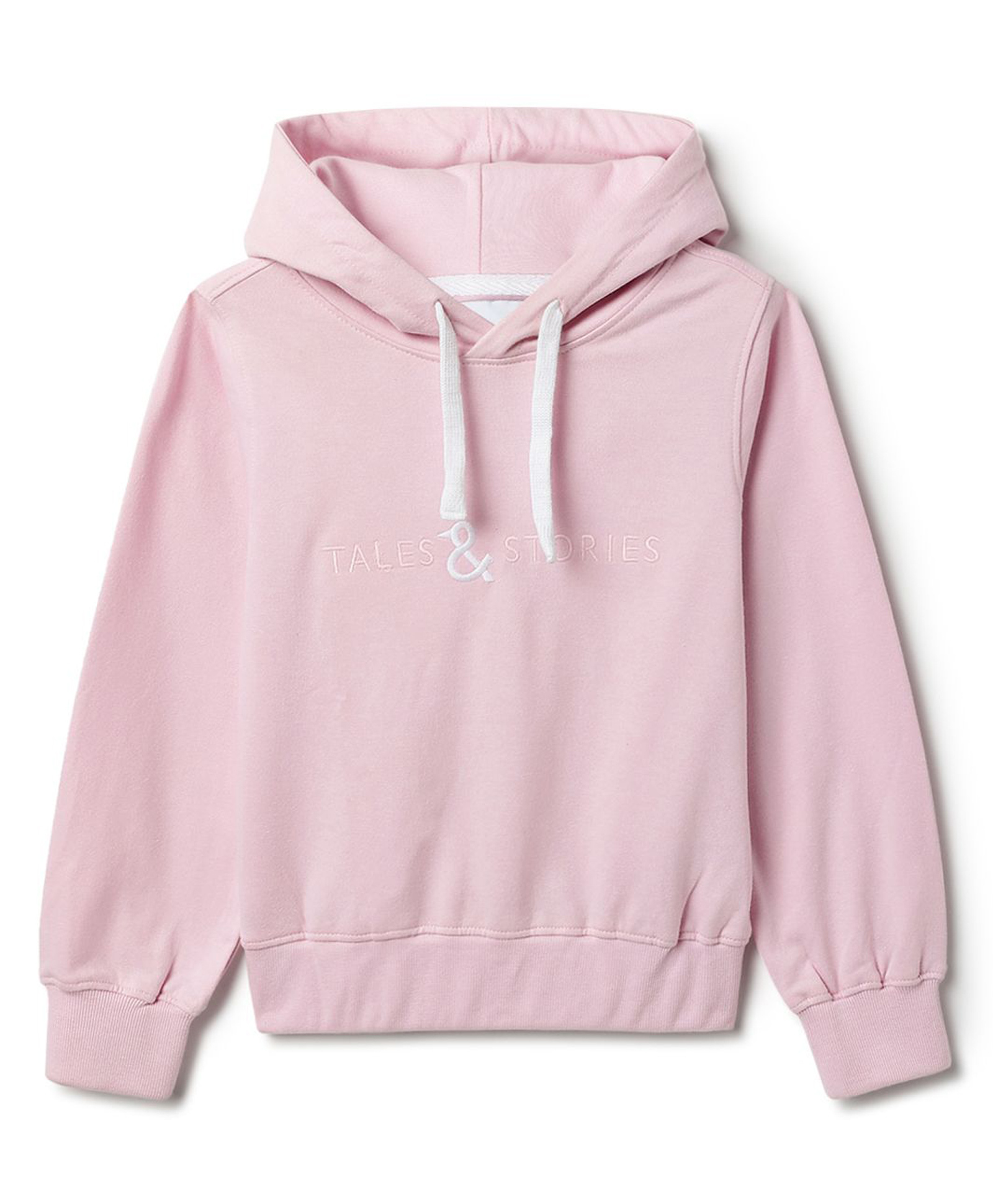 Tales & Stories Cotton Knit Full Sleeves Brand Name Embroidered Hooded Sweatshirt - Pink-picture-16