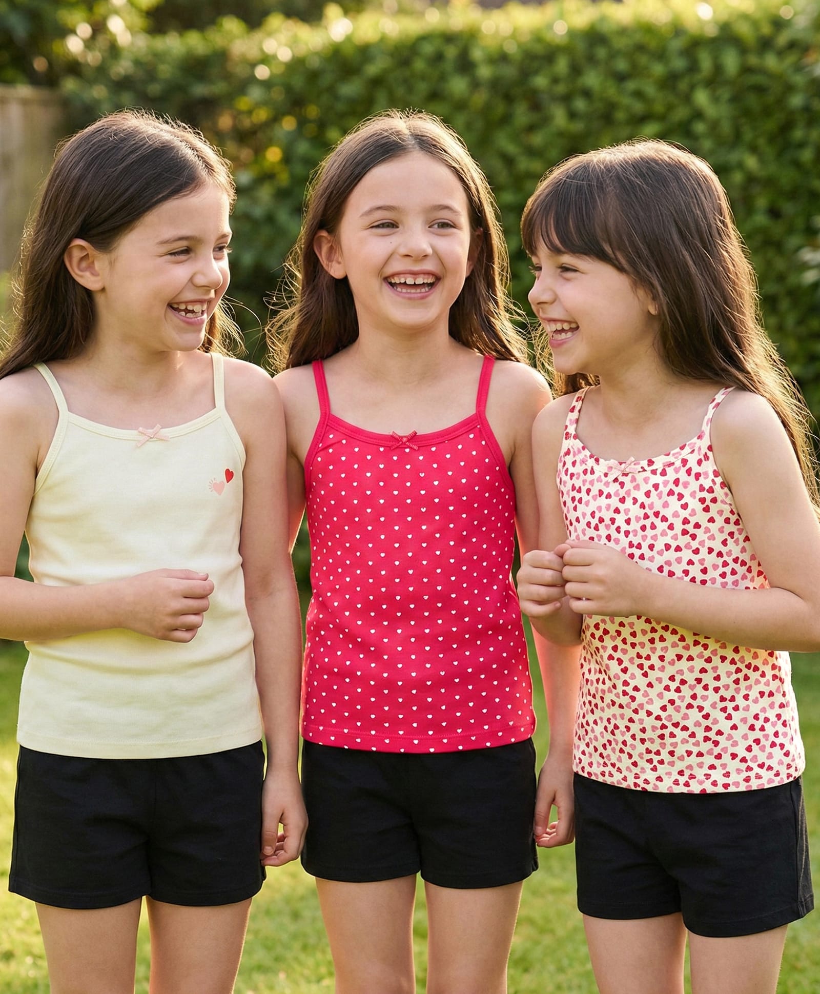 Pine Kids Cotton Lycra knit Sleeveless Slips With Heart Print Pack Of 3 (Colour May Vary)-picture-20