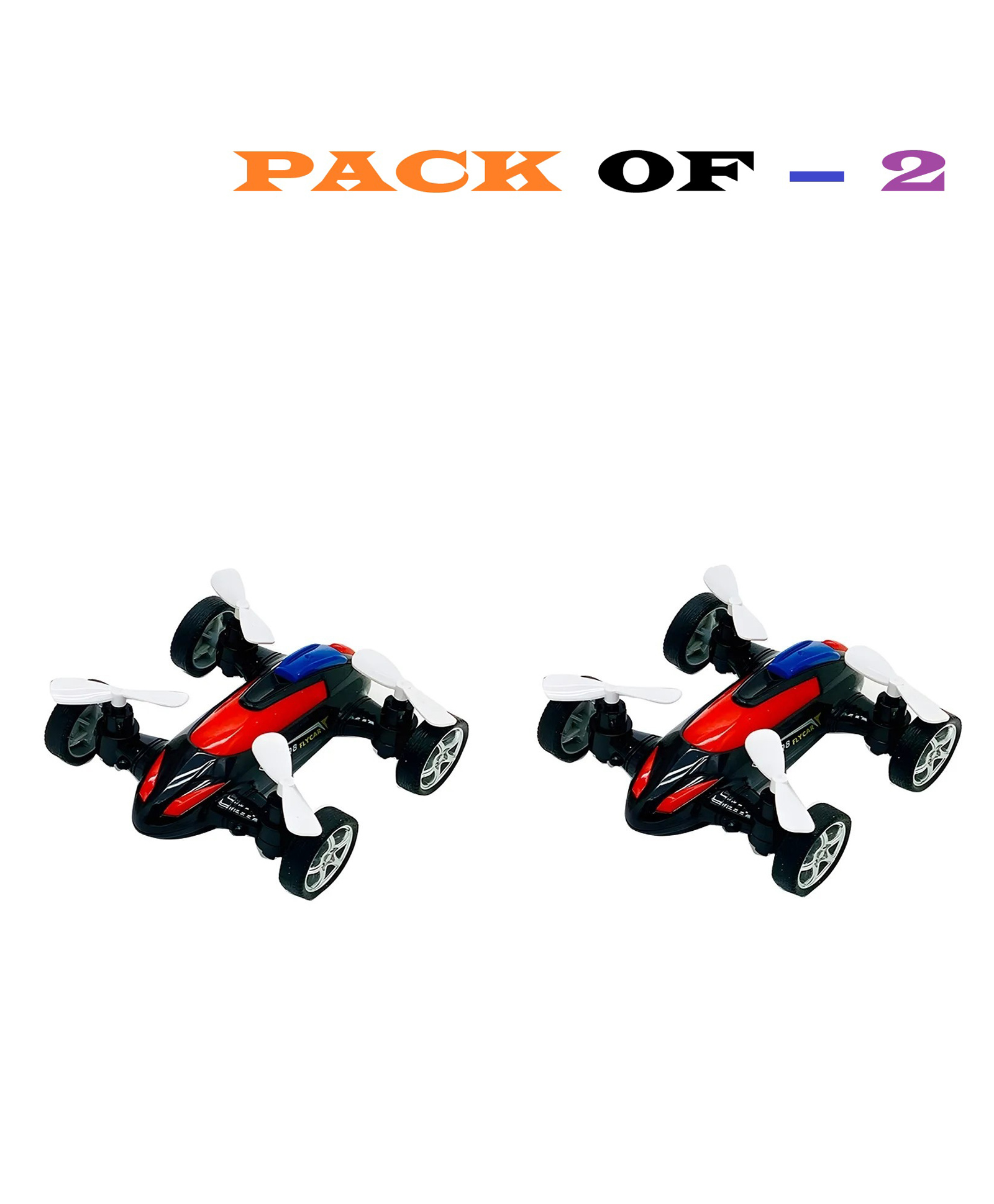AKN TOYS Flying Car Toy Friction Powered Realistic Moving Fans 4 Rotors With Red Propeller Blades 360° Wings Rotation- - Pack of 2 - ( Color May Vary )-picture-14
